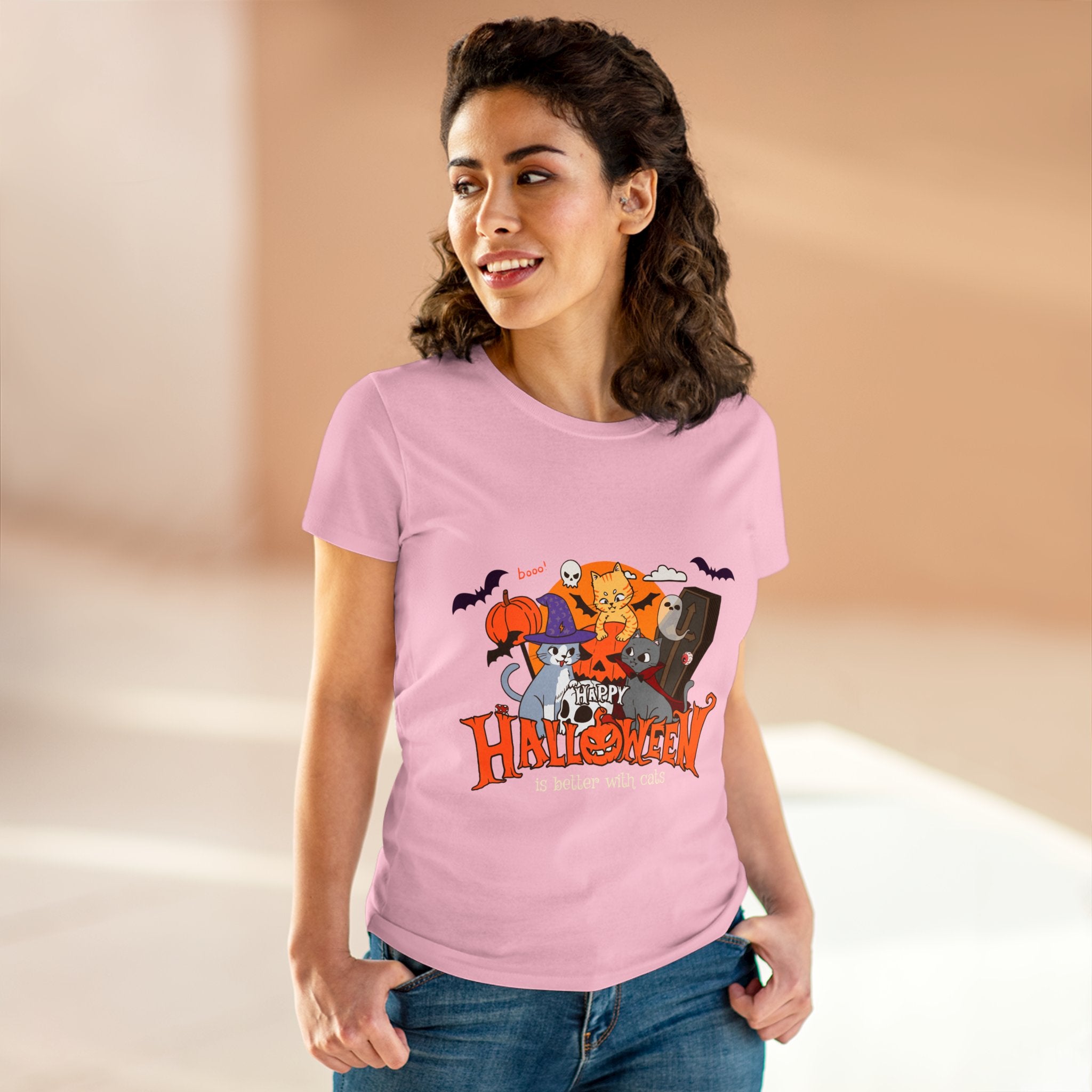 Halloween is Better with Cats | Women's Midweight Cotton Tee