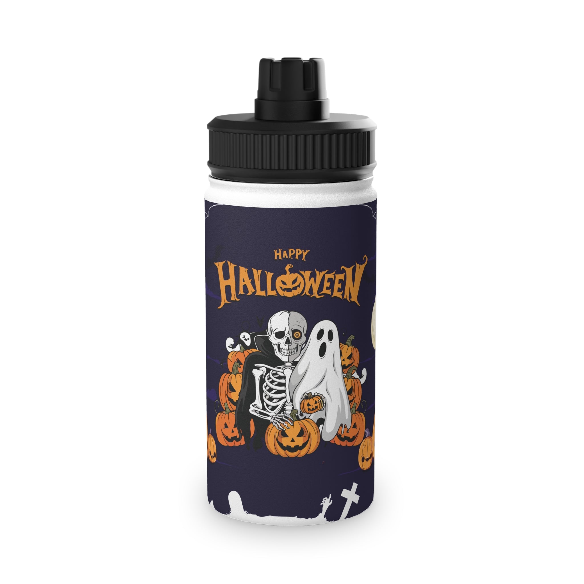 Halloween is Better with Skeleton | Stainless Steel Water Bottle, Sports Lid
