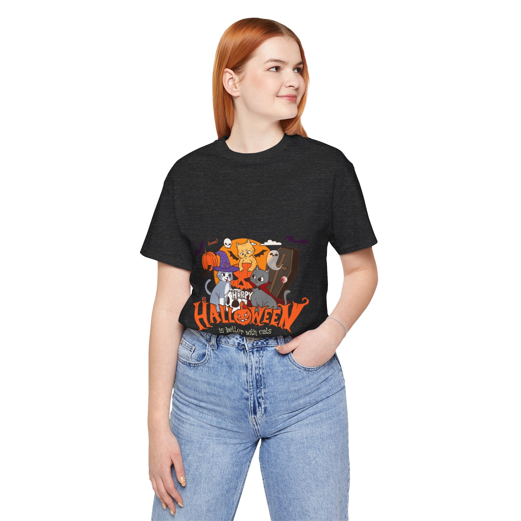 Halloween is Better with Cats | Unisex Jersey Short Sleeve Tee