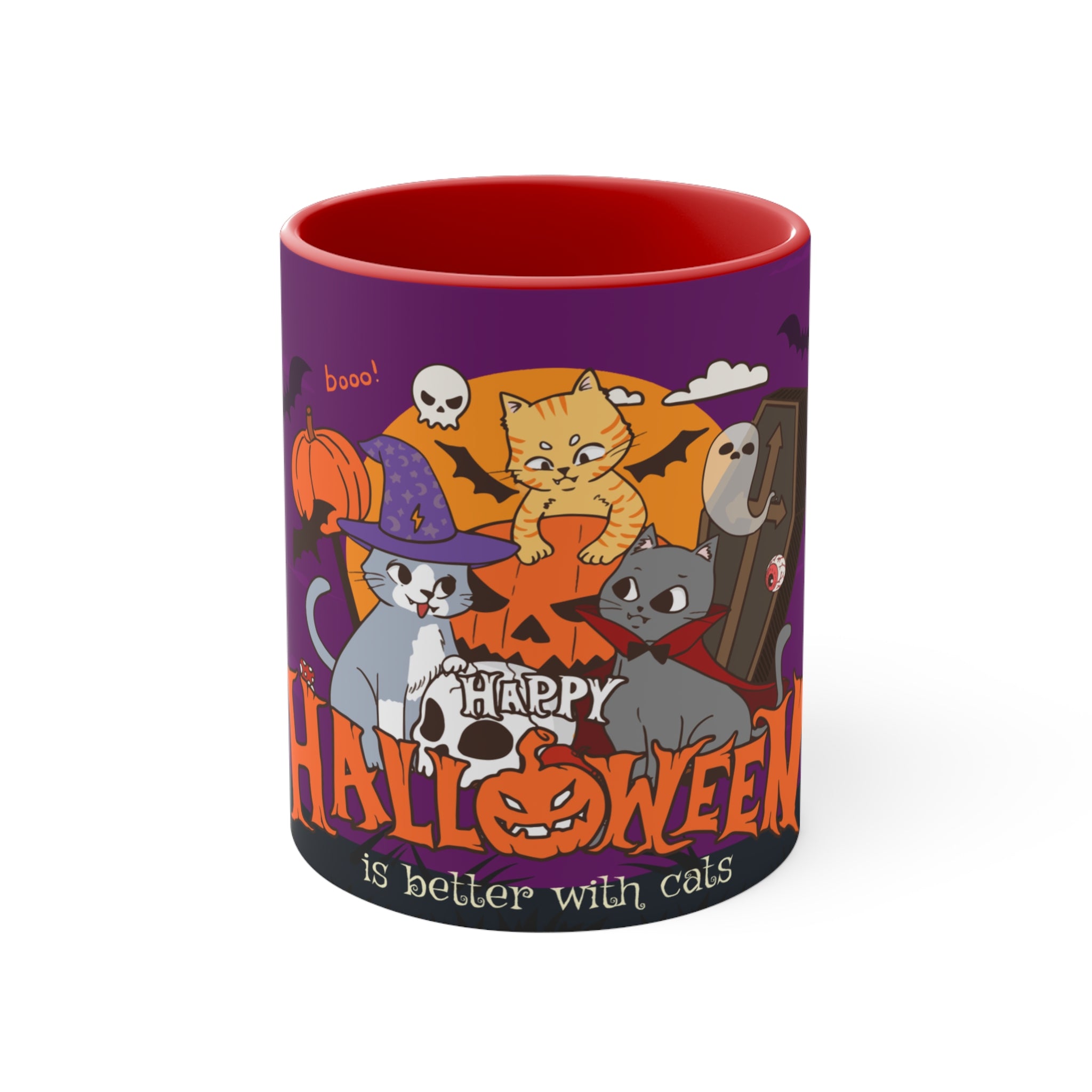 Happy Halloween is Better with Cats | Colorful Accent Mugs
