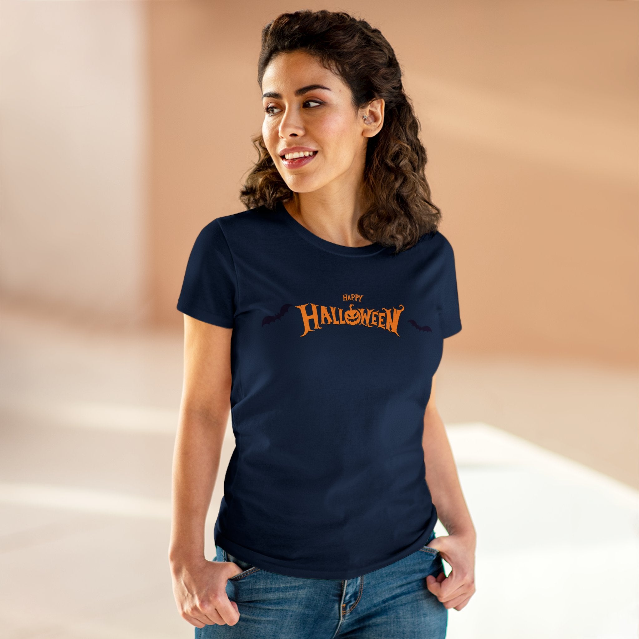 Halloween with Bats | Women's Midweight Cotton Tee