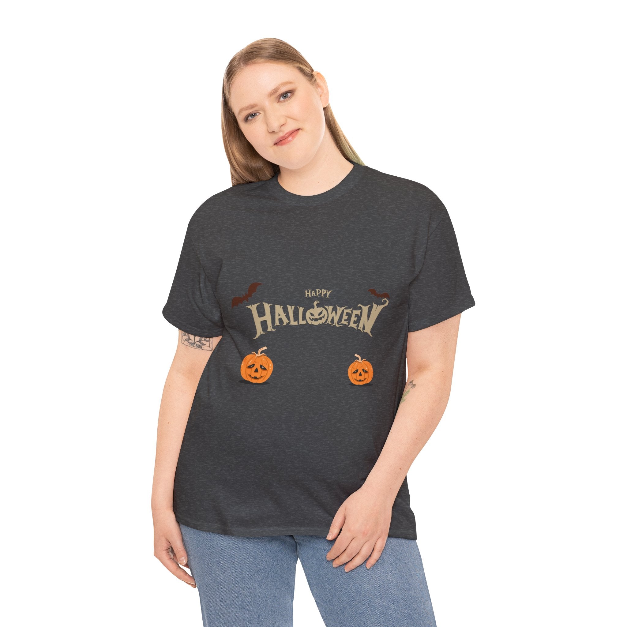 Halloween with Pumpkin | Unisex Heavy Cotton Tee