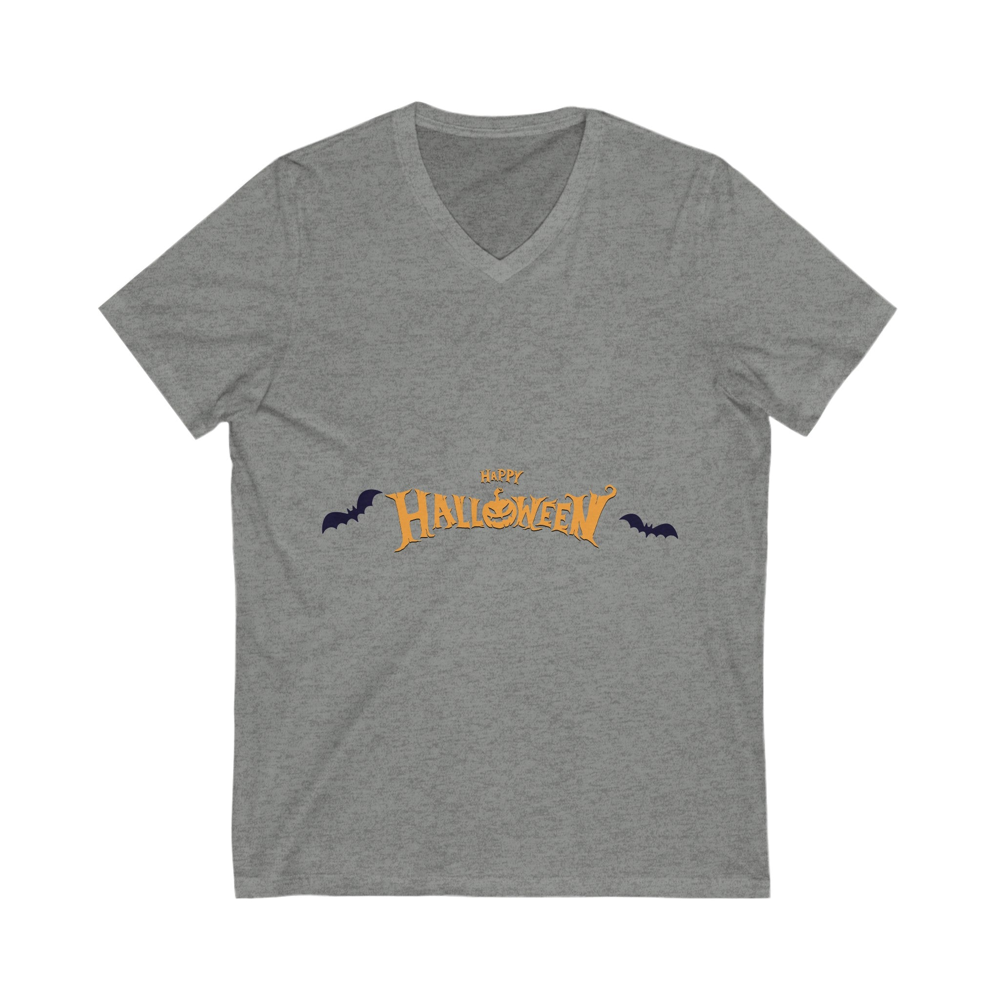 Halloween with Bats| Unisex Jersey Short Sleeve V-Neck Tee