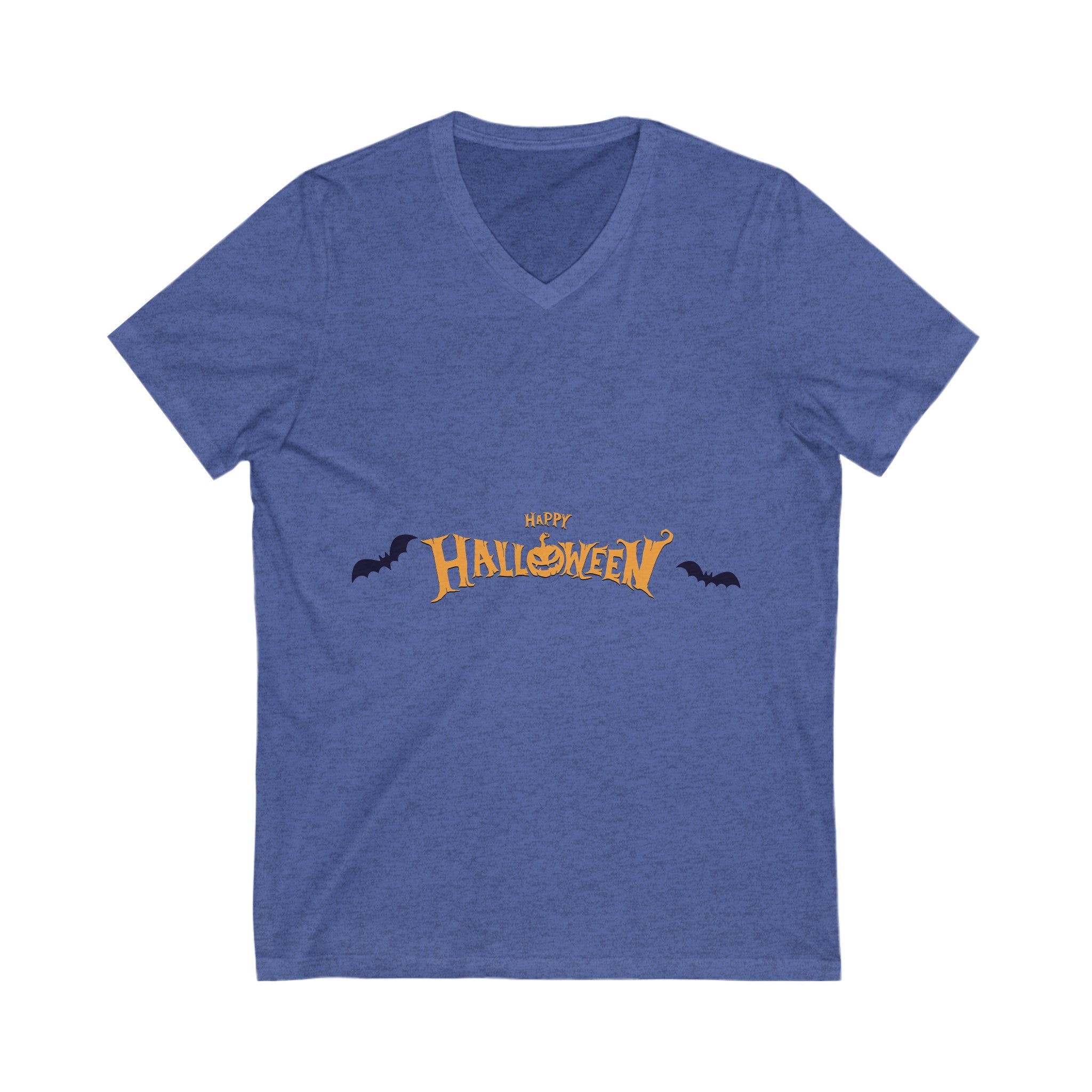 Halloween with Bats| Unisex Jersey Short Sleeve V-Neck Tee