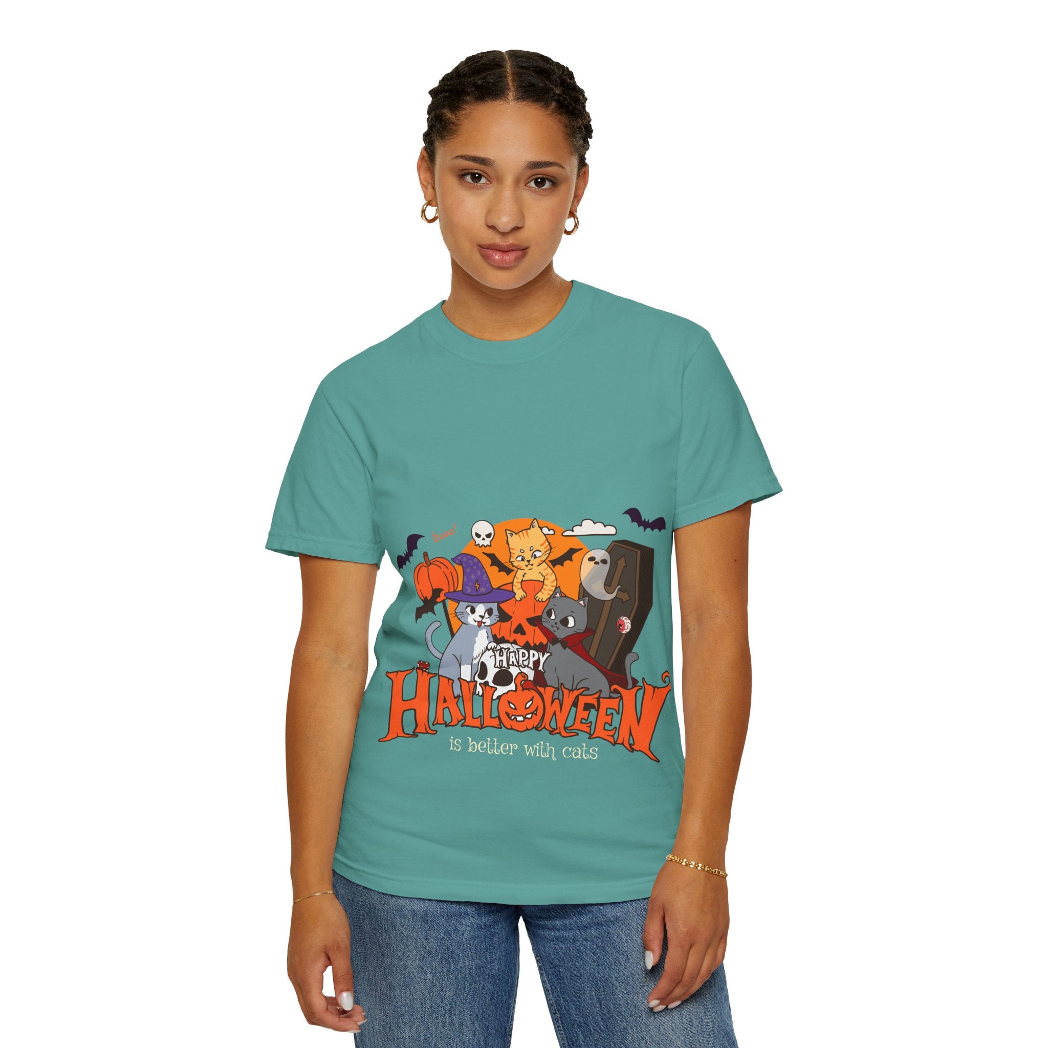 Halloween is Better with Cats | Unisex Garment-Dyed T-shirt