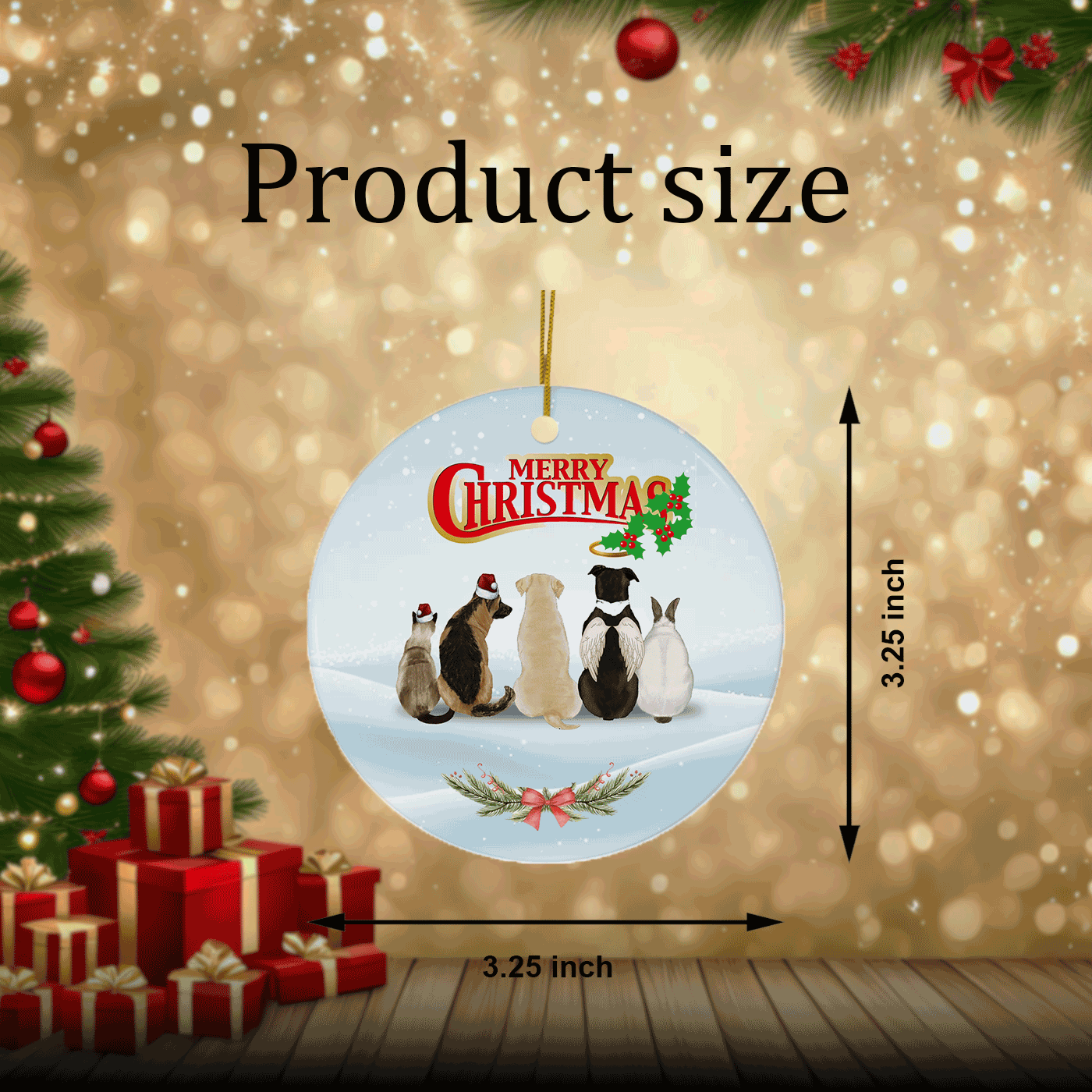 Merry Christmas with Pets | Festive Holiday Decor for Animal Lovers | Ceramic Ornament