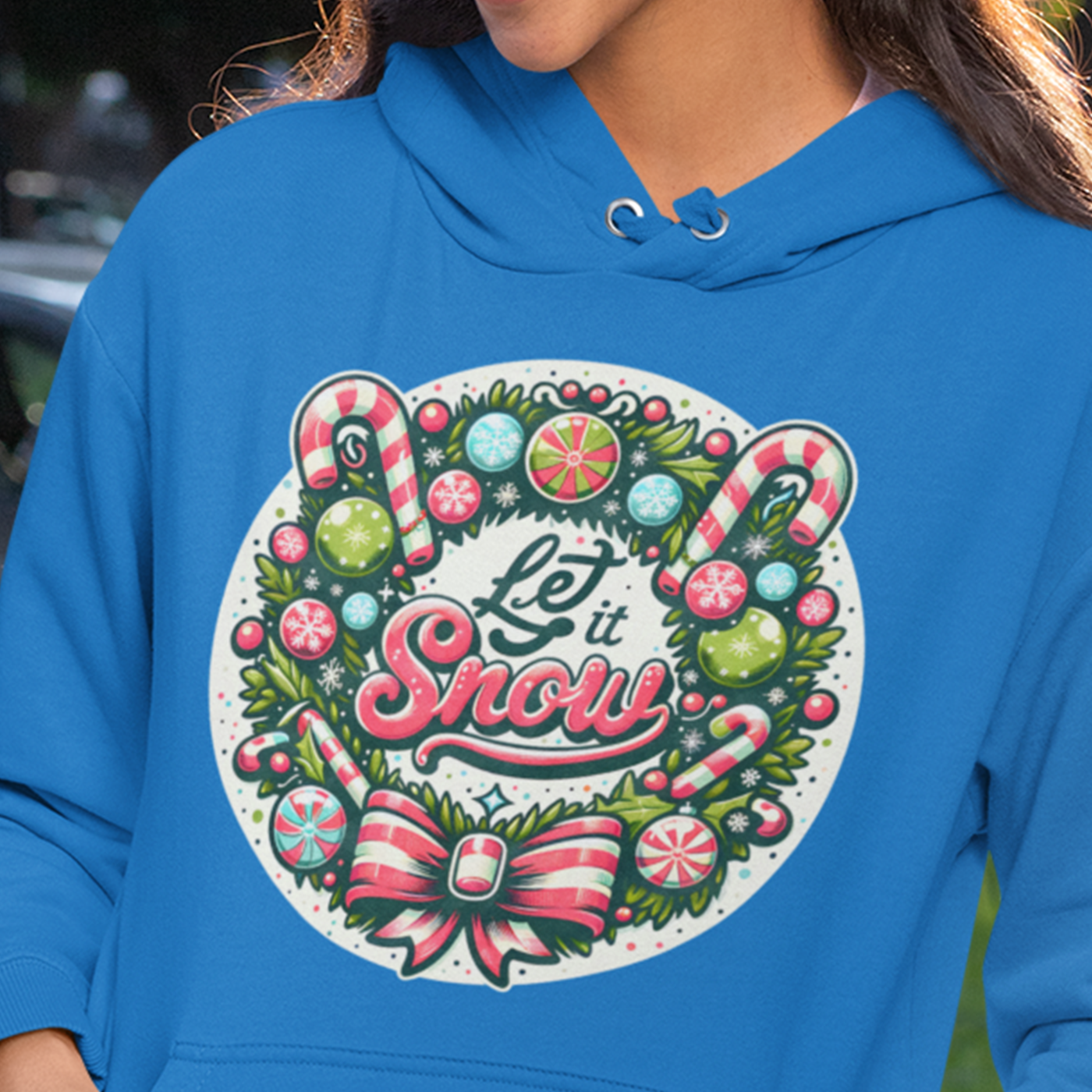 Let It Snow | Festive Christmas Wreath | Unisex Hoodie