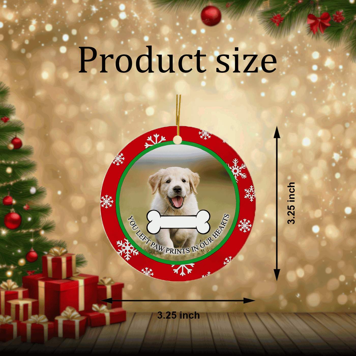 Pet Memorial Christmas | "You Left Paw Prints in Our Hearts" | Ceramic Ornament