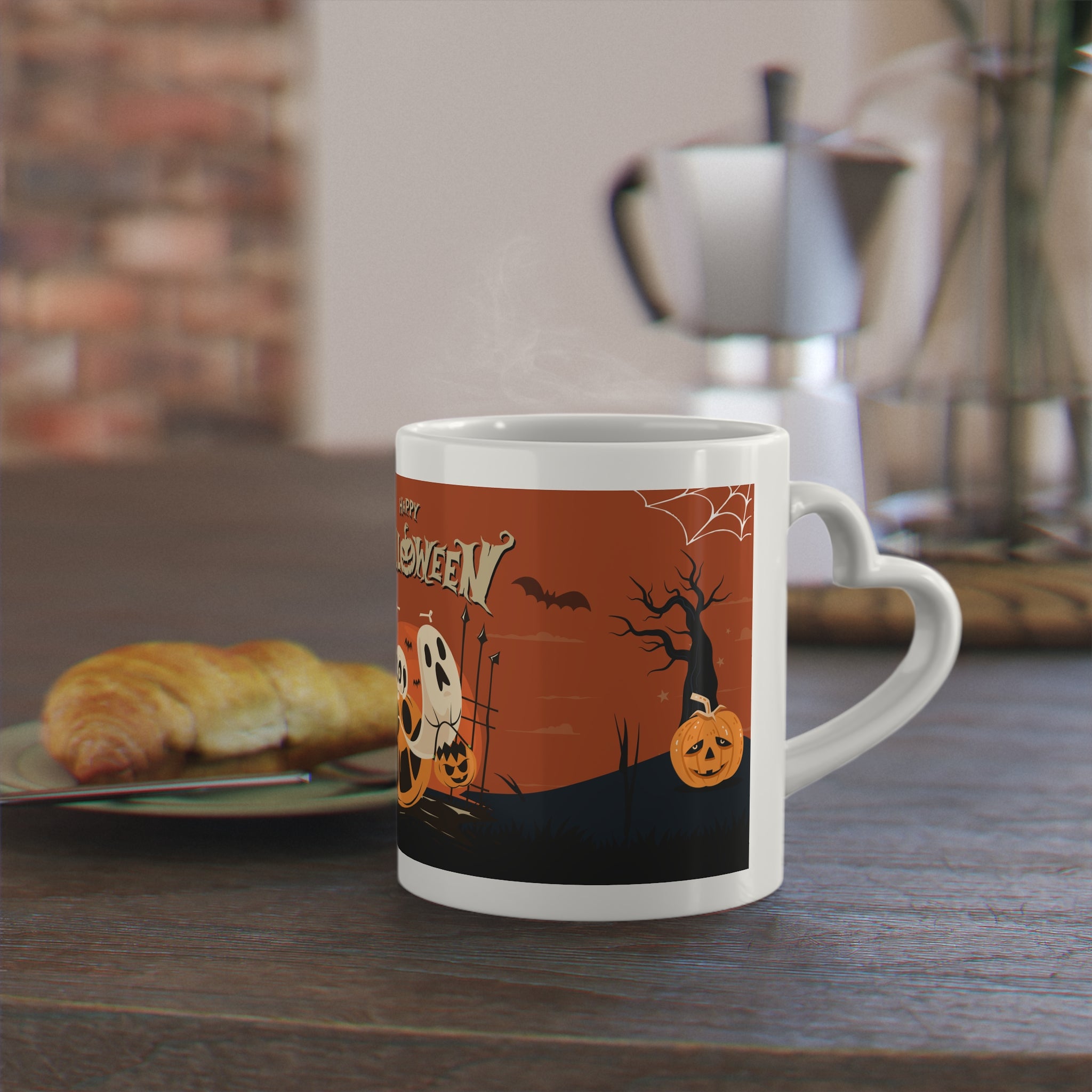 Happy Halloween with Pumpkin | Heart-Shaped Mug
