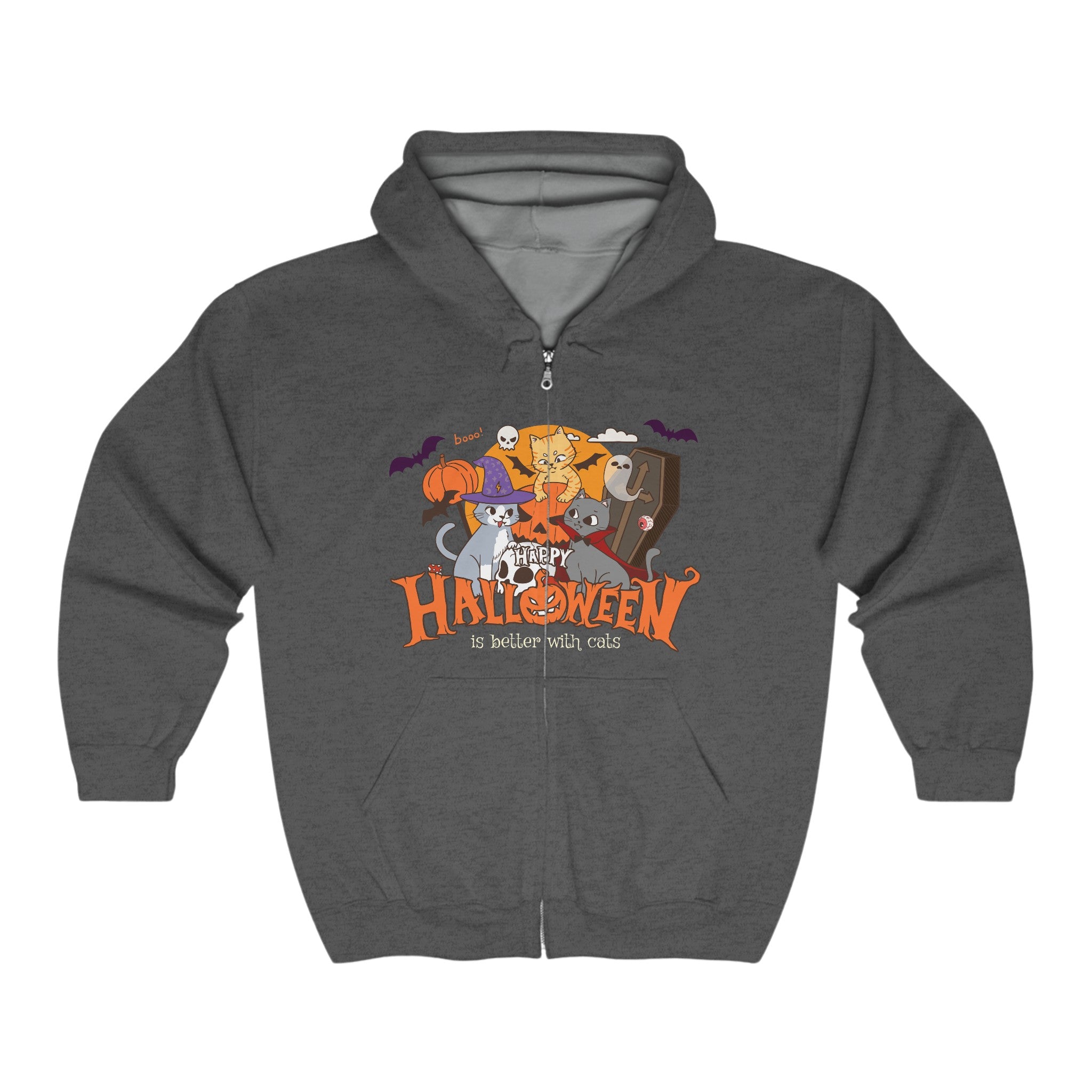 Halloween is Better with Cats | Unisex Heavy Blend Full Zip Hooded Sweatshirt