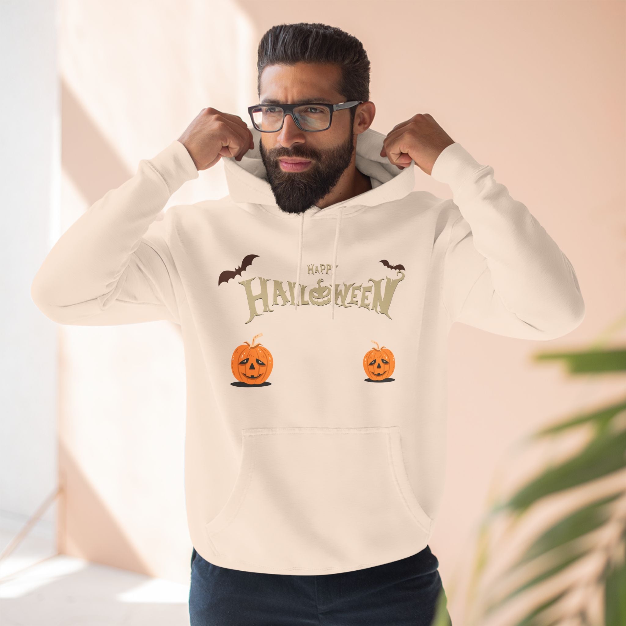 Halloween with Pumpkins | Three-Panel Fleece Hoodie