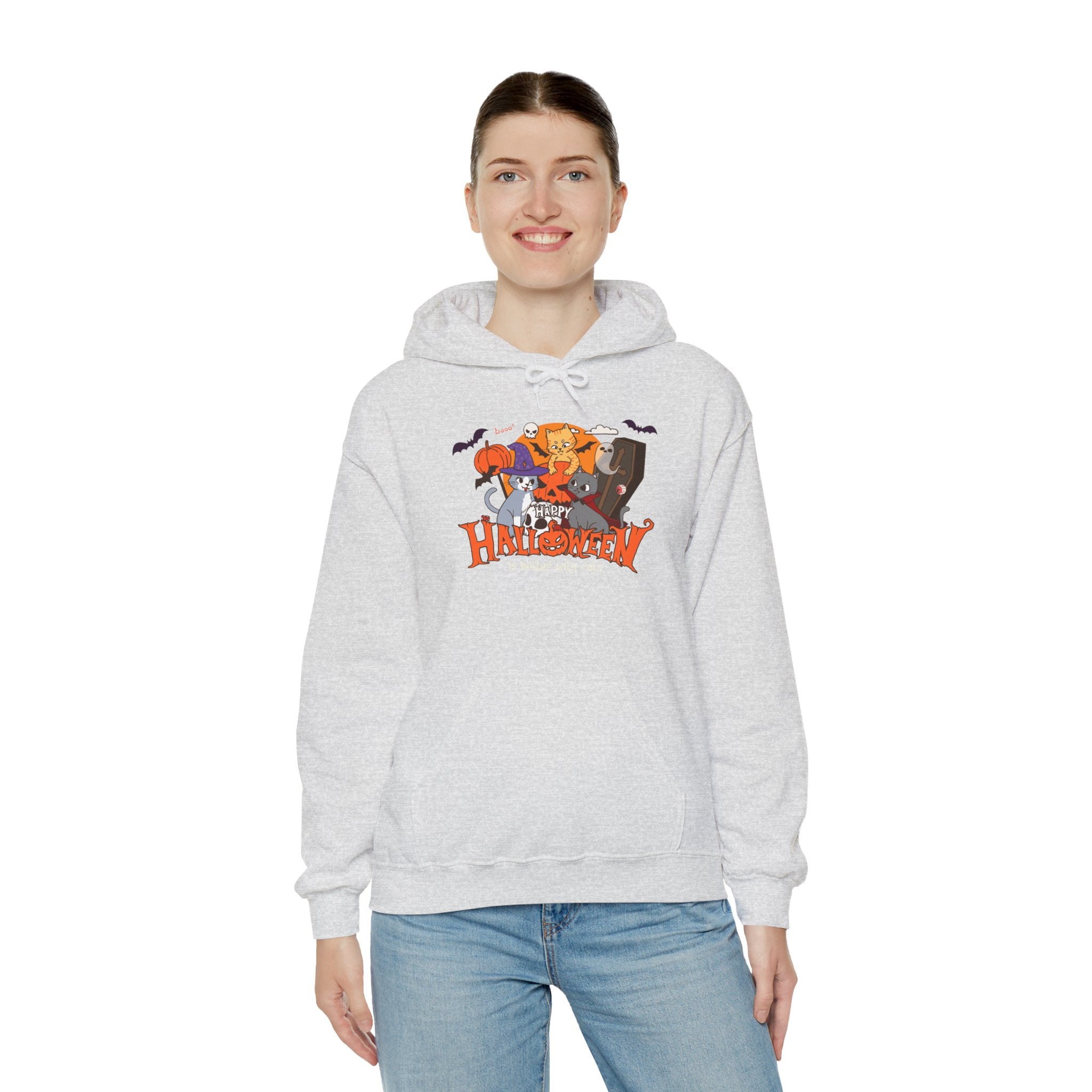 Halloween is Better with Cats | Unisex Heavy Blend Hooded Sweatshirt
