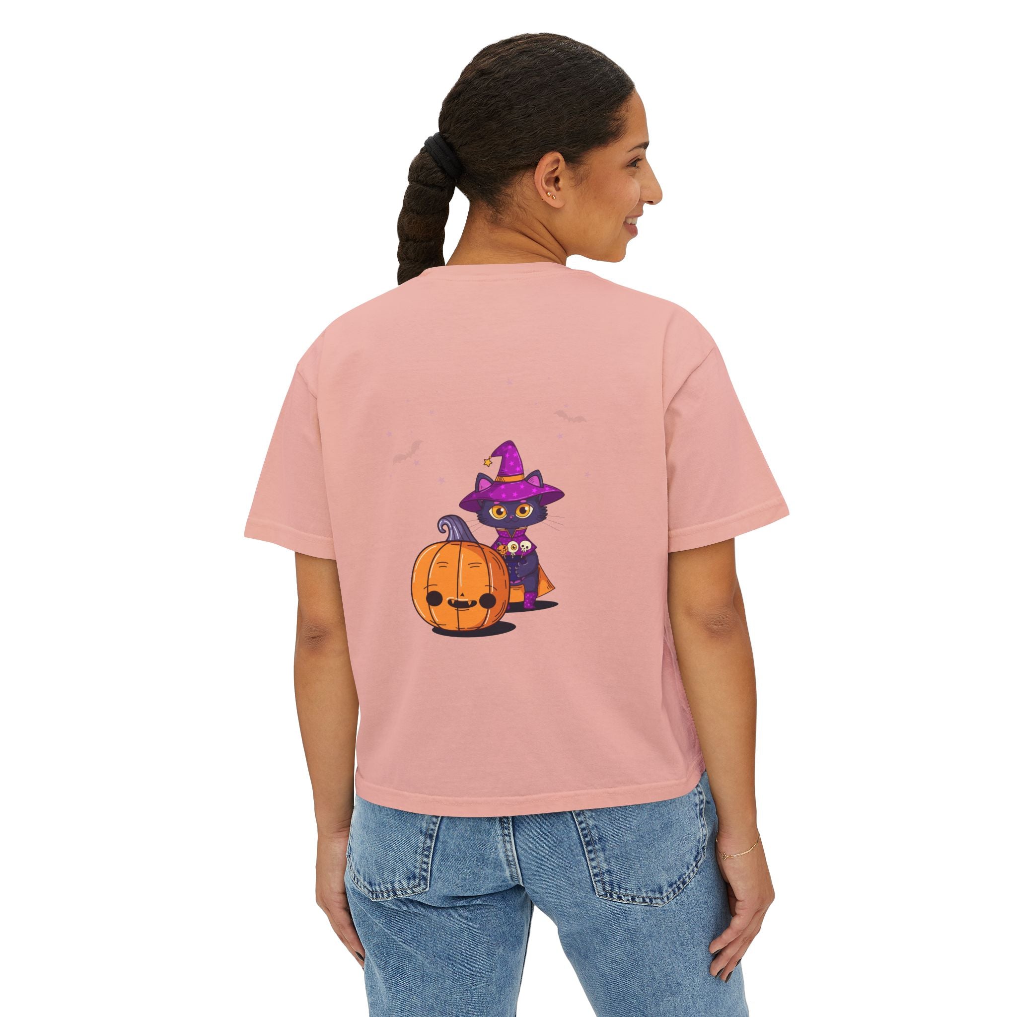 Halloween with Witch's Cats | Women's Boxy Tee