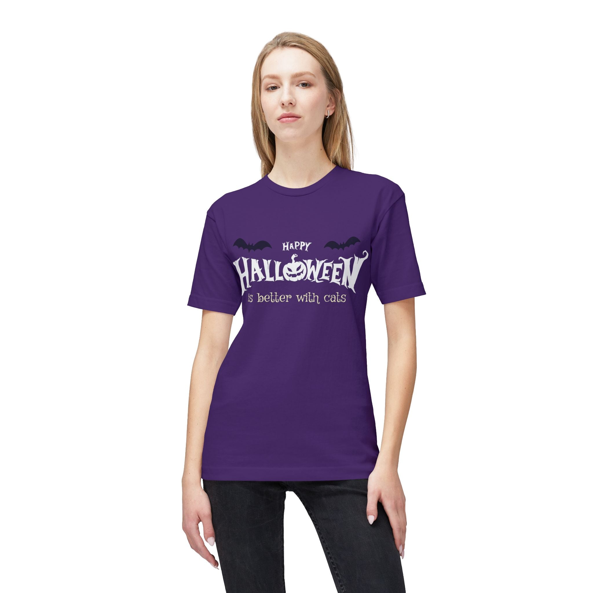 Halloween with Witch's Cats | Unisex Midweight T-shirt, Made in US
