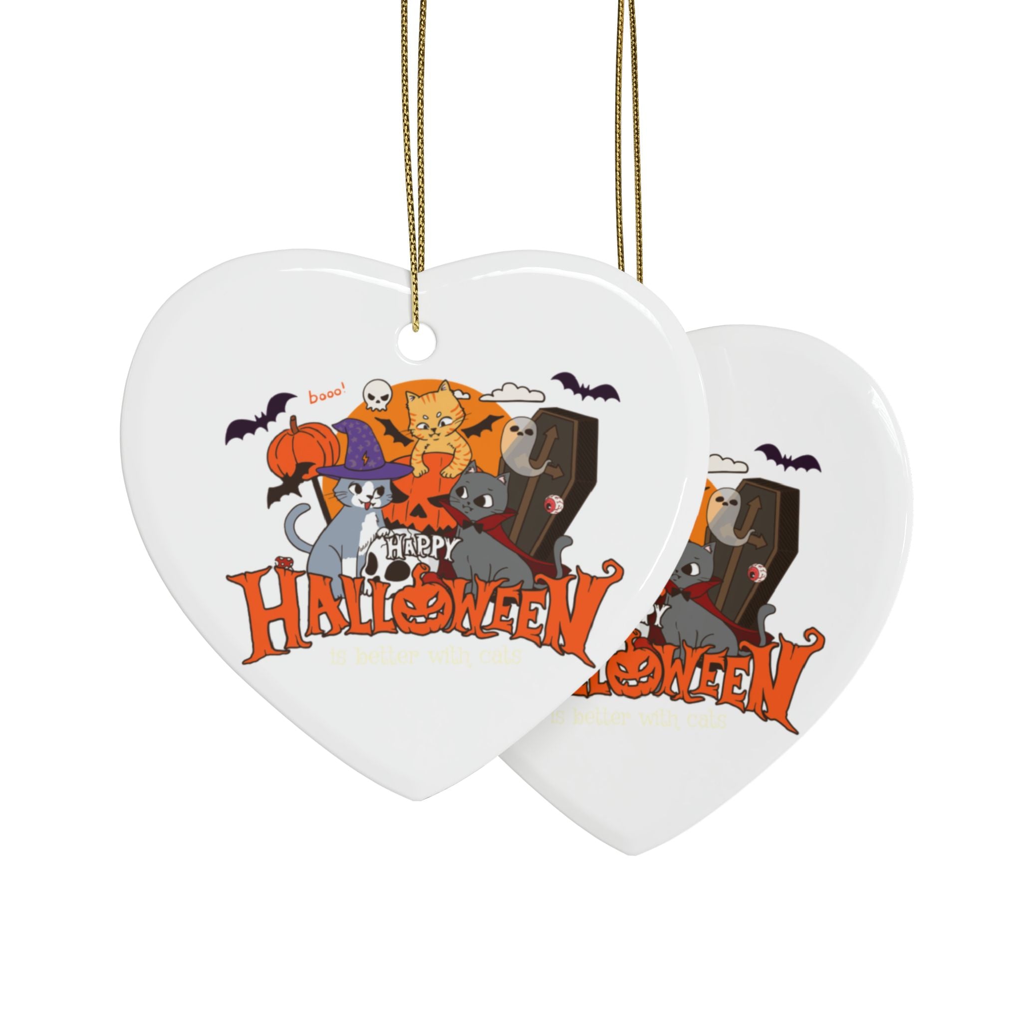 Halloween is Better with Cats | Ceramic Ornaments