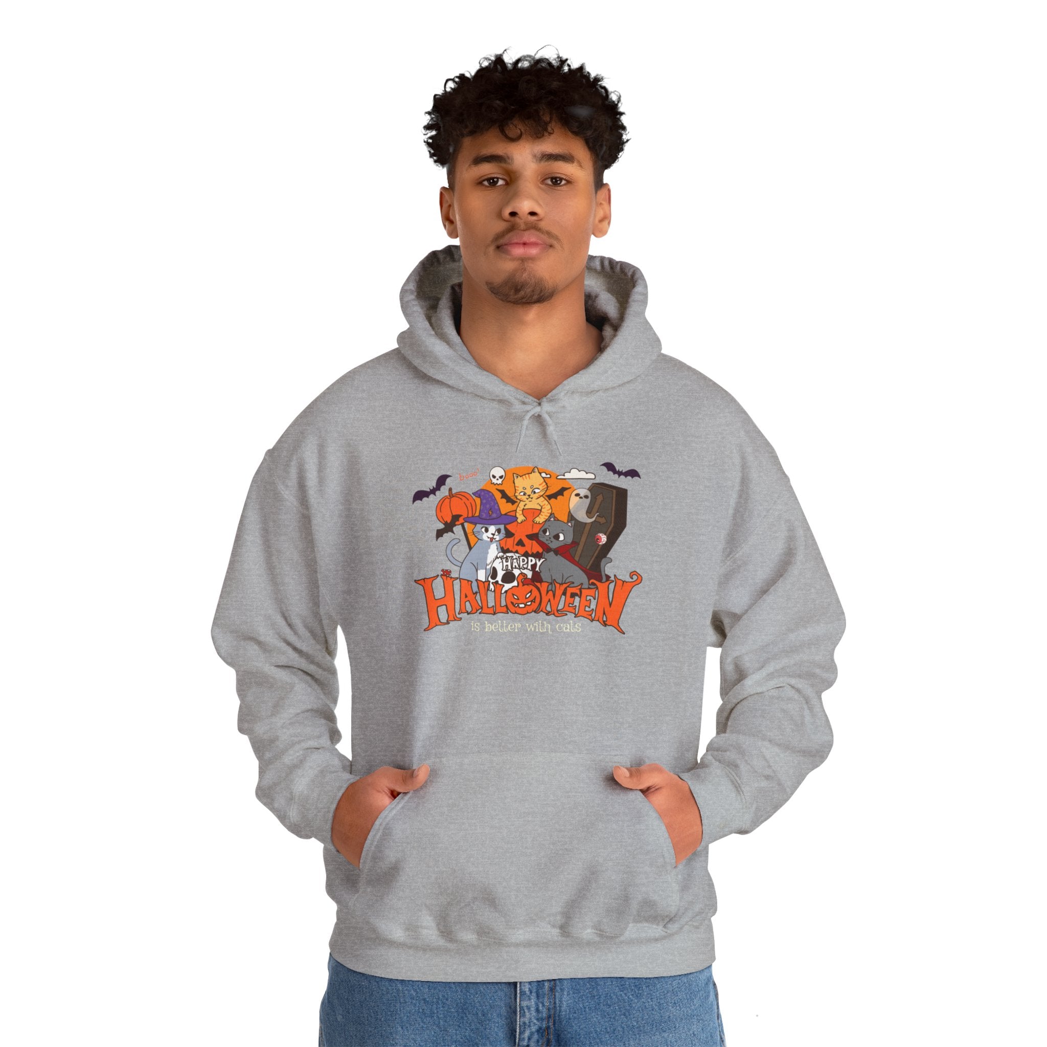 Halloween is Better with Cats | Unisex Heavy Blend Hooded Sweatshirt