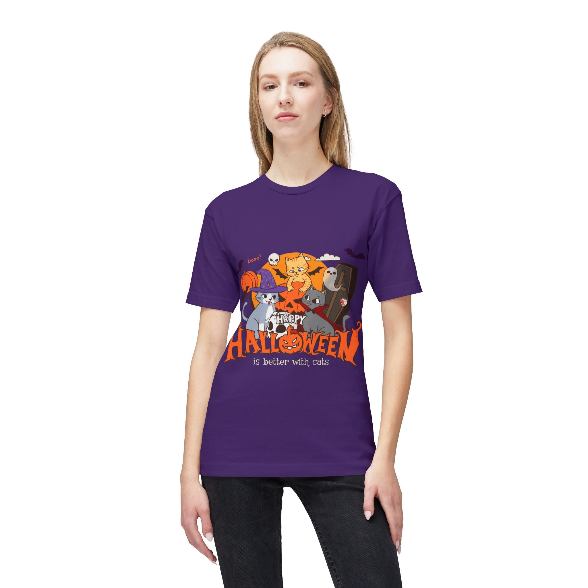 Halloween is Better with Cats | Unisex Midweight T-shirt, Made in US