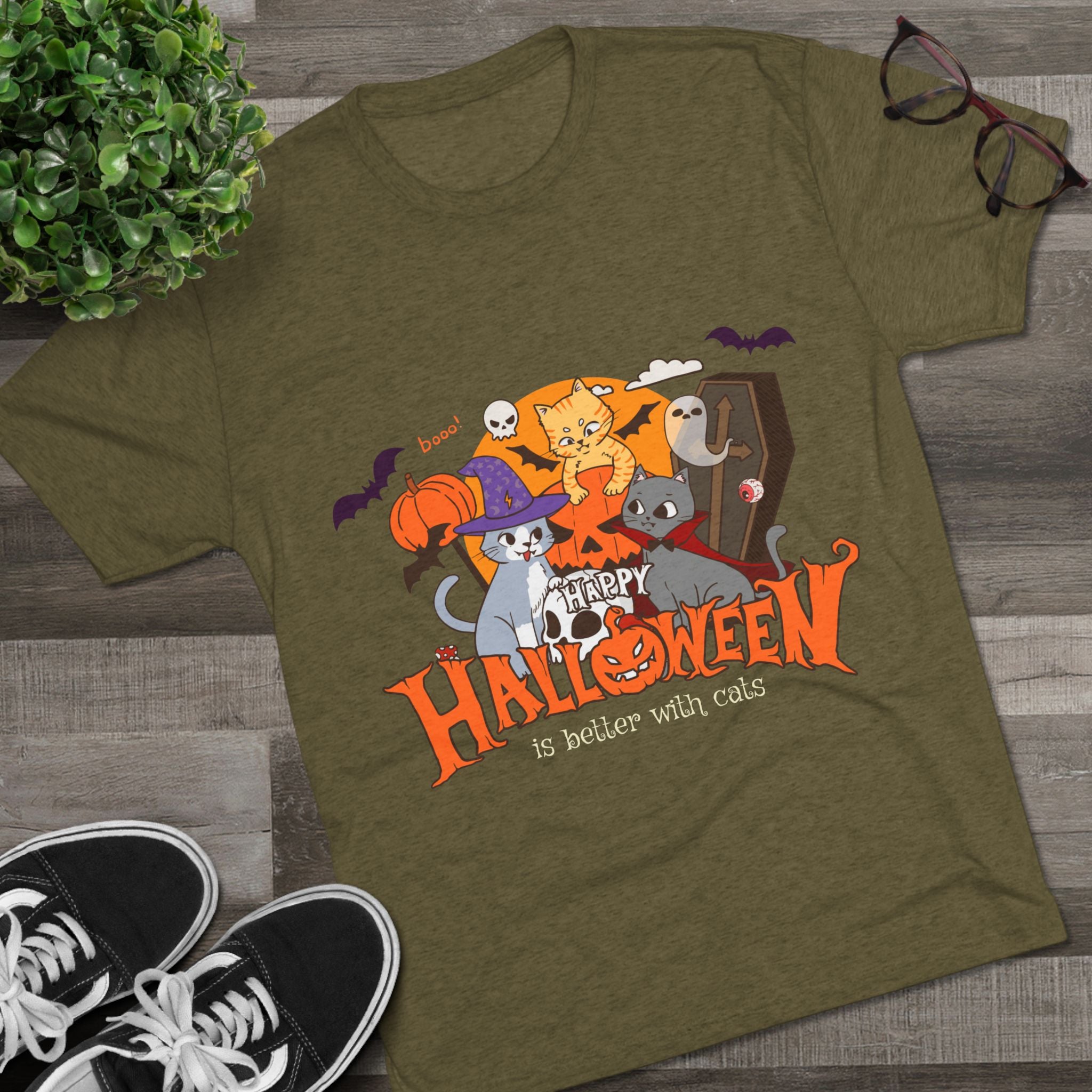 Halloween is Better with Cats | Unisex Tri-Blend Crew Tee