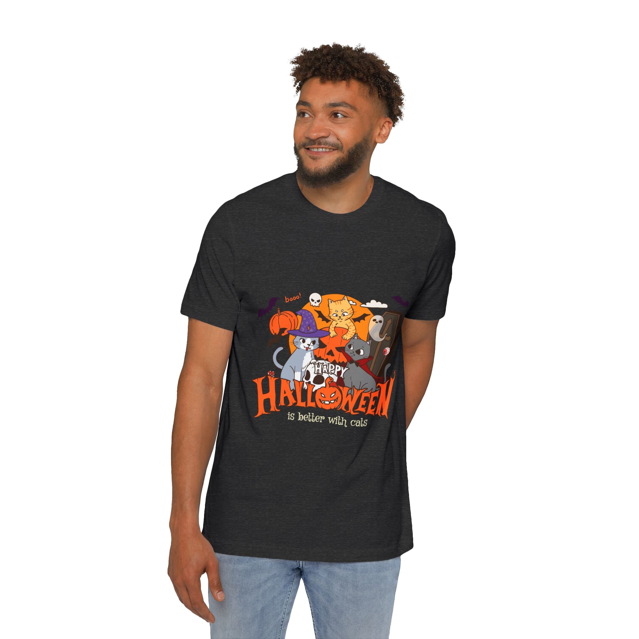 Halloween is Better with Cats | USA-Made Unisex Short-Sleeve Jersey T-Shirt