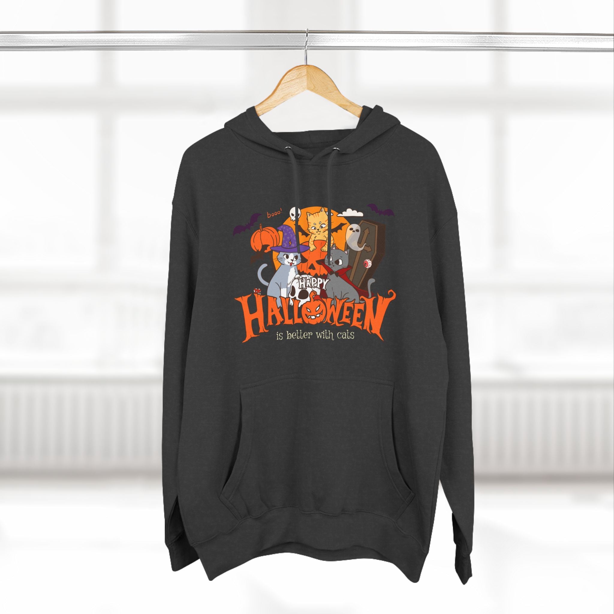 Halloween is Better with Cats | Three-Panel Fleece Hoodie