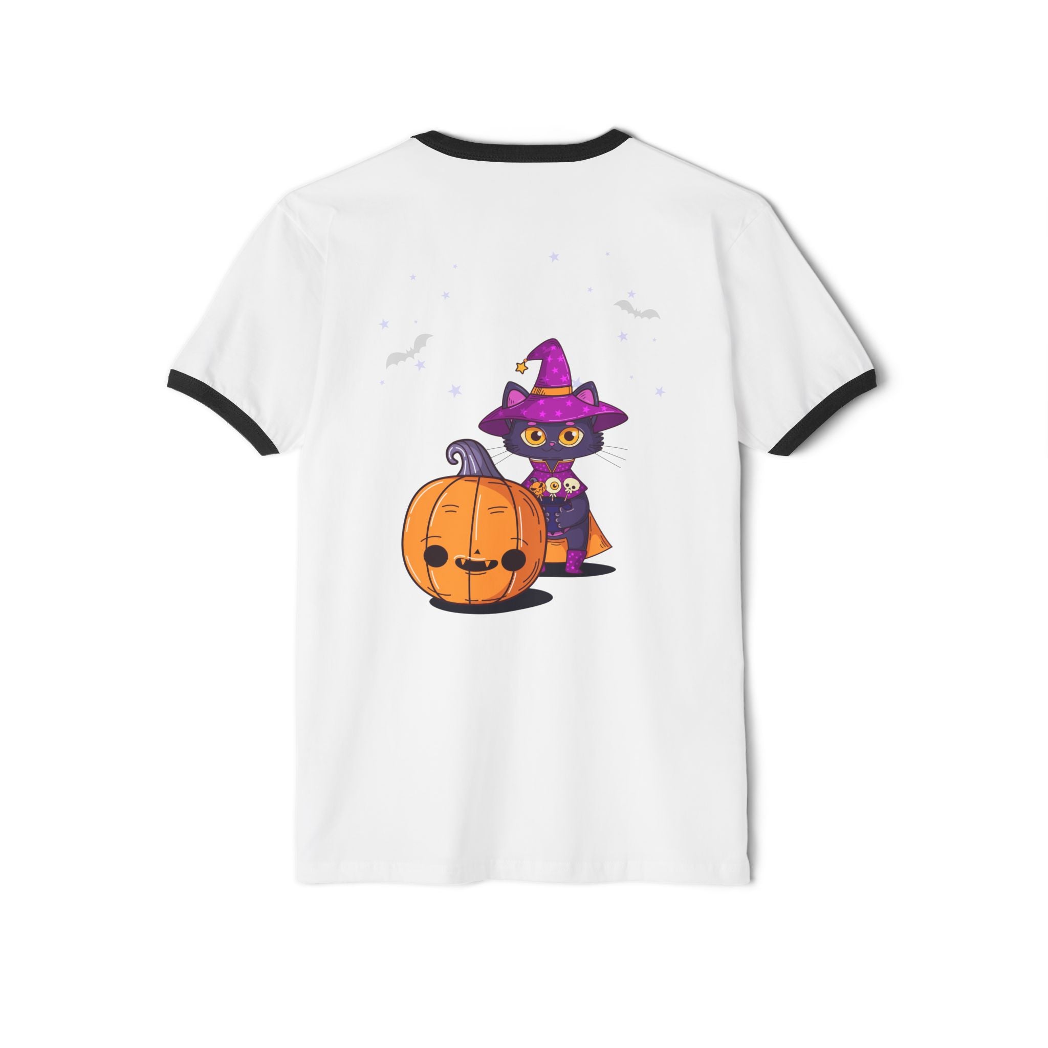 Halloween with Witch's Cats | Unisex Cotton Ringer T-Shirt
