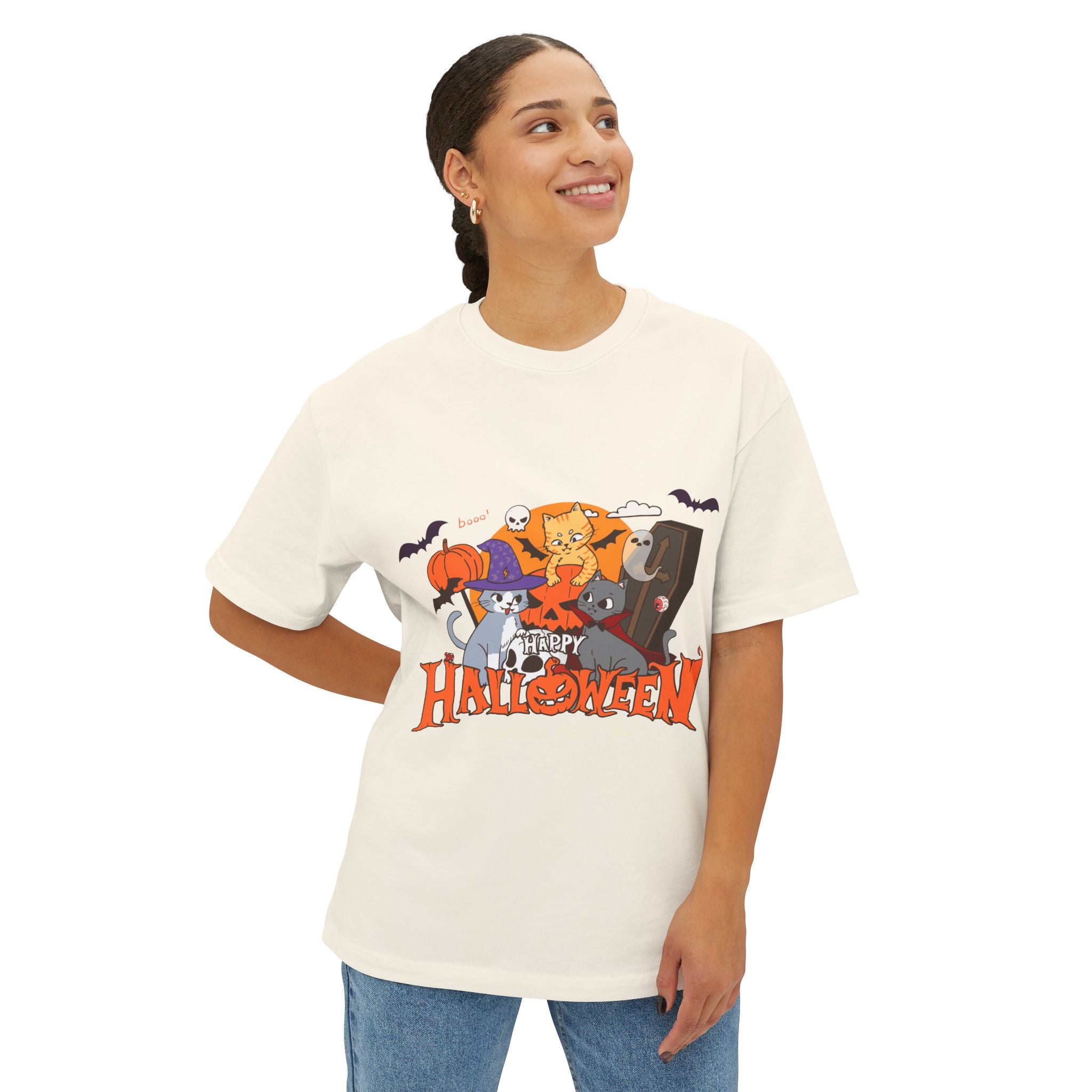 Halloween is Better with Cats | Unisex Oversized Boxy Tee