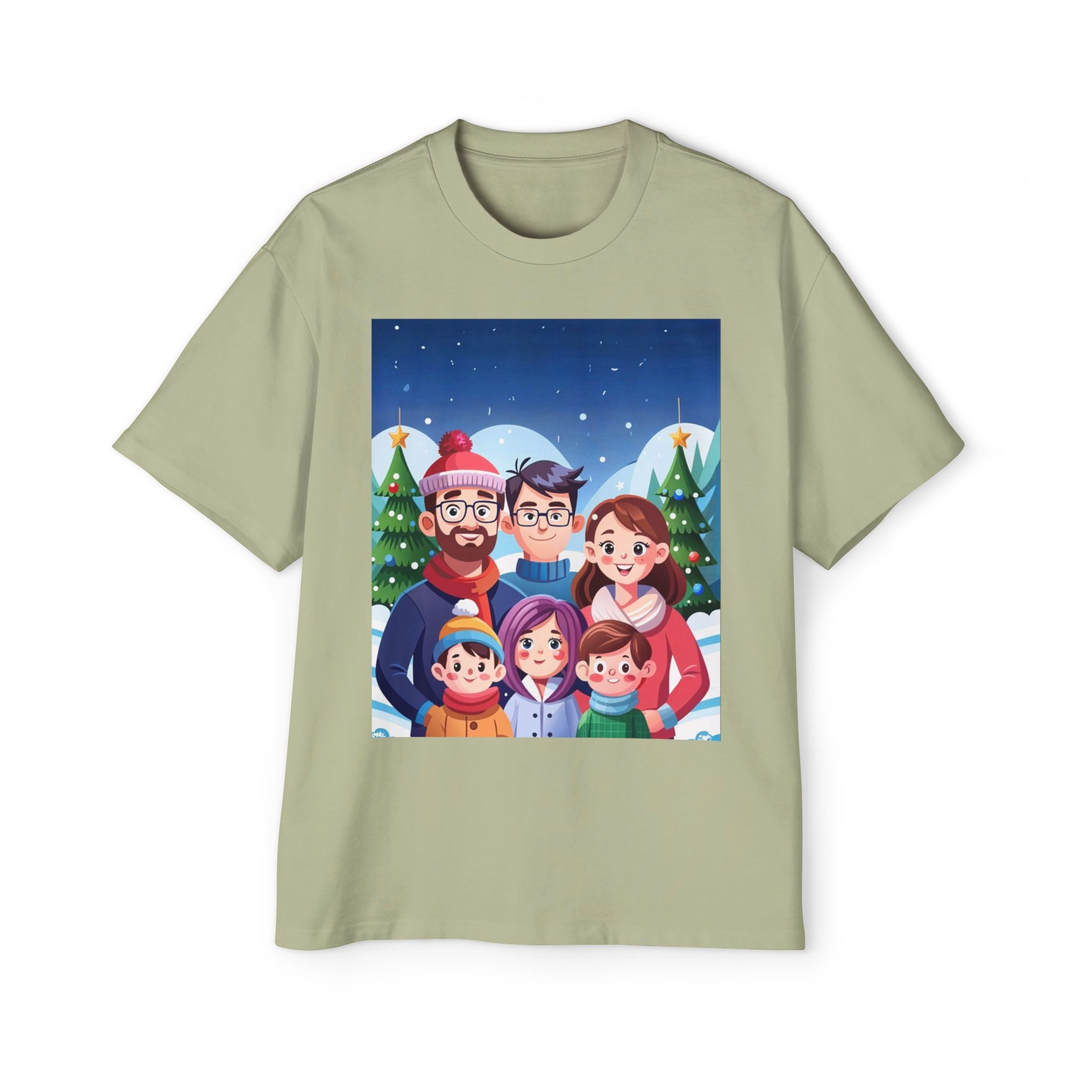 Happy Christmas with Family | Men's Heavy Oversized Tee