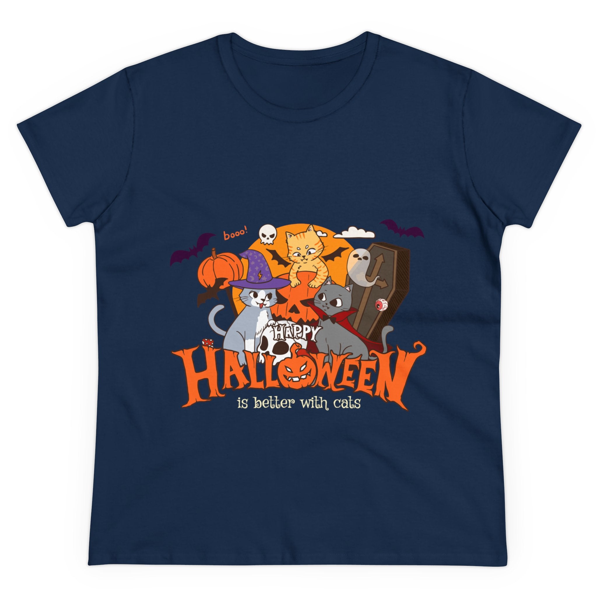 Halloween is Better with Cats | Women's Midweight Cotton Tee