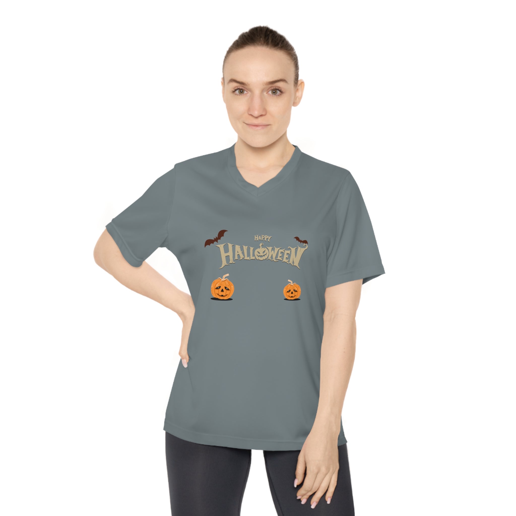 Halloween with Pumpkins | Women's Performance V-Neck T-Shirt