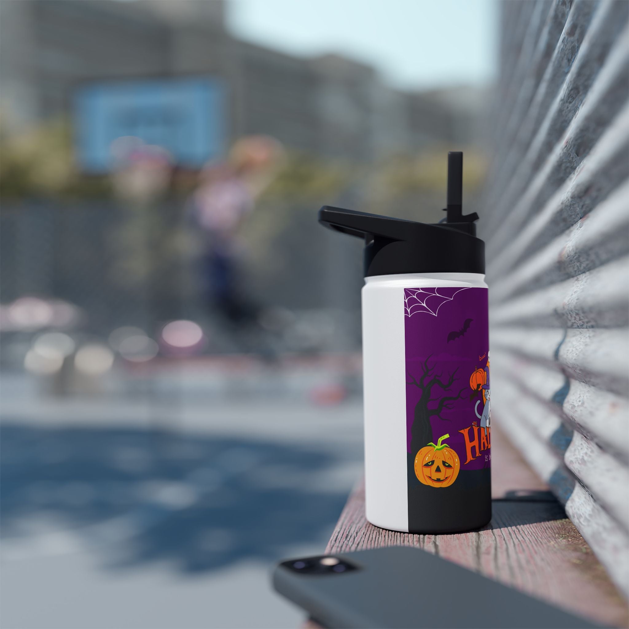 Happy Halloween is Better with Cats | Stainless Steel Water Bottle, Standard Lid