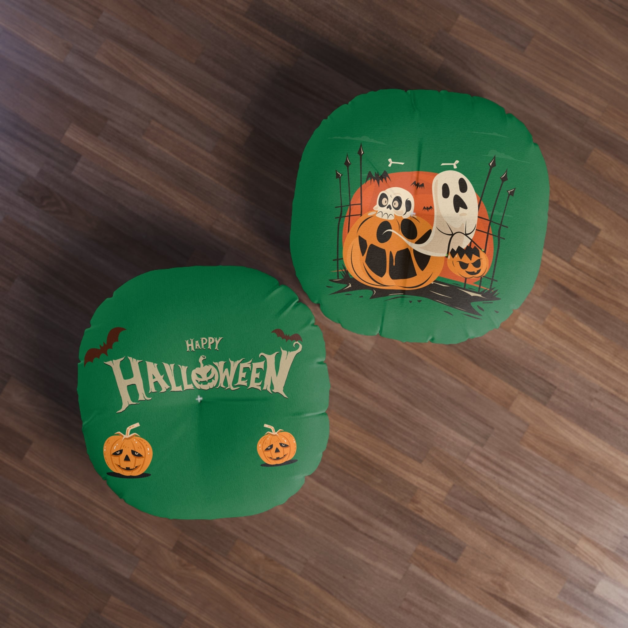 Halloween with Pumpkins | Tufted Floor Pillow, Round