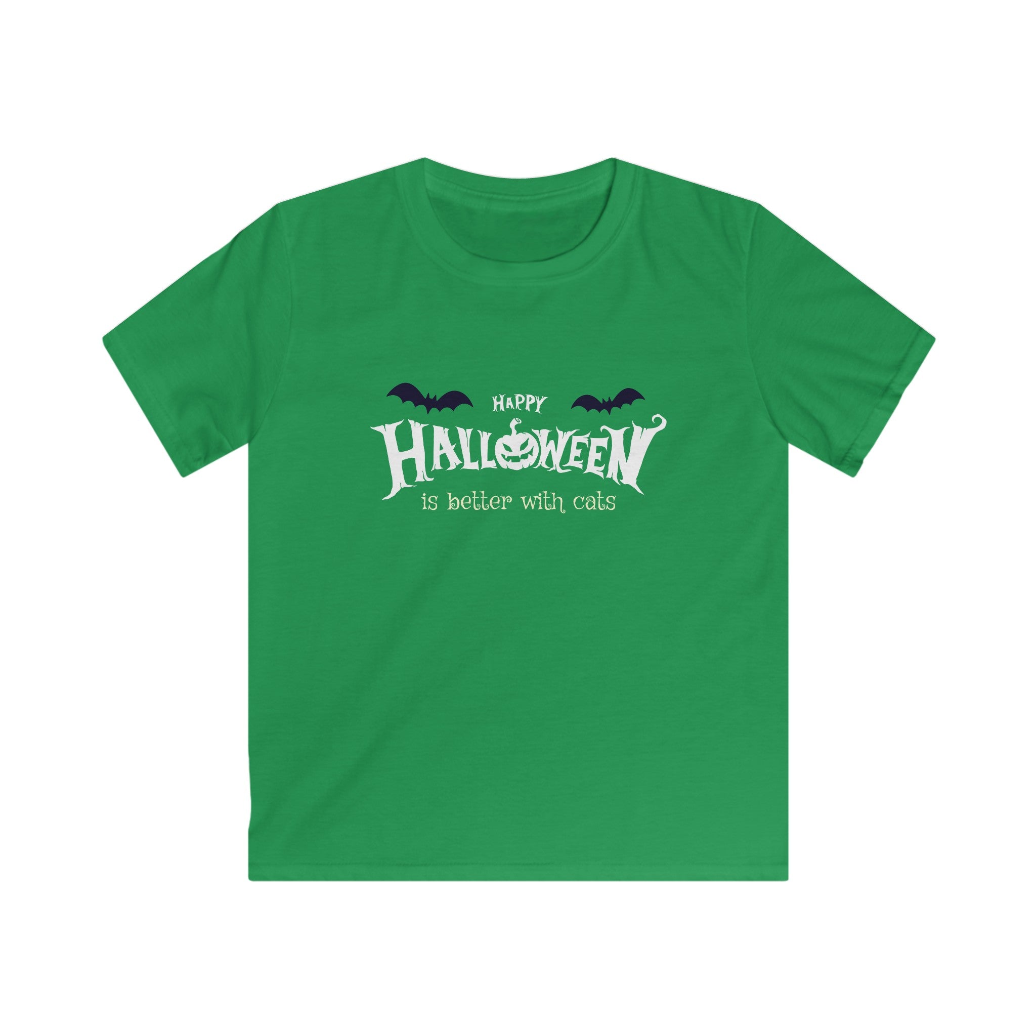 Halloween with Witch's Cats | Kids Softstyle Tee