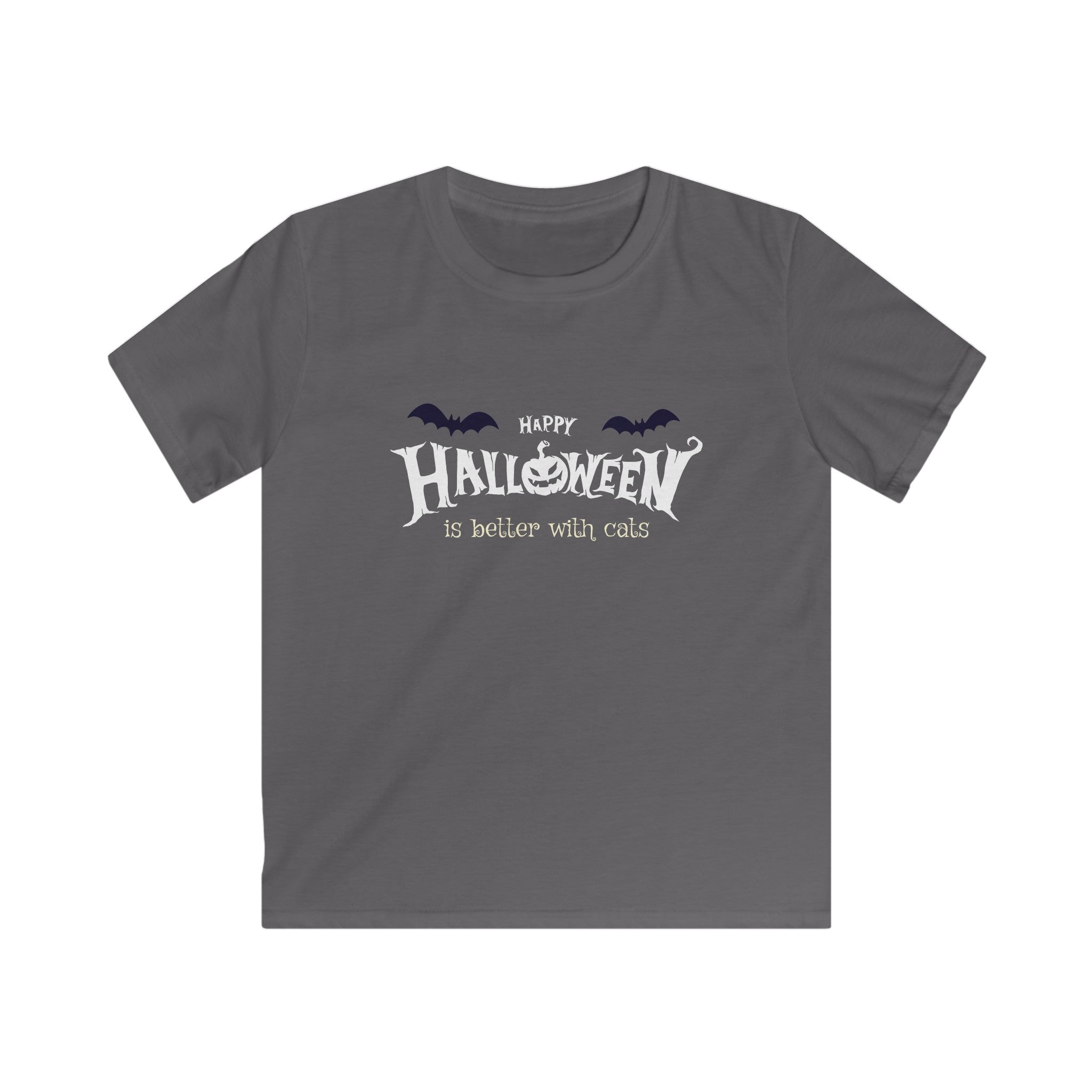 Halloween with Witch's Cats | Kids Softstyle Tee