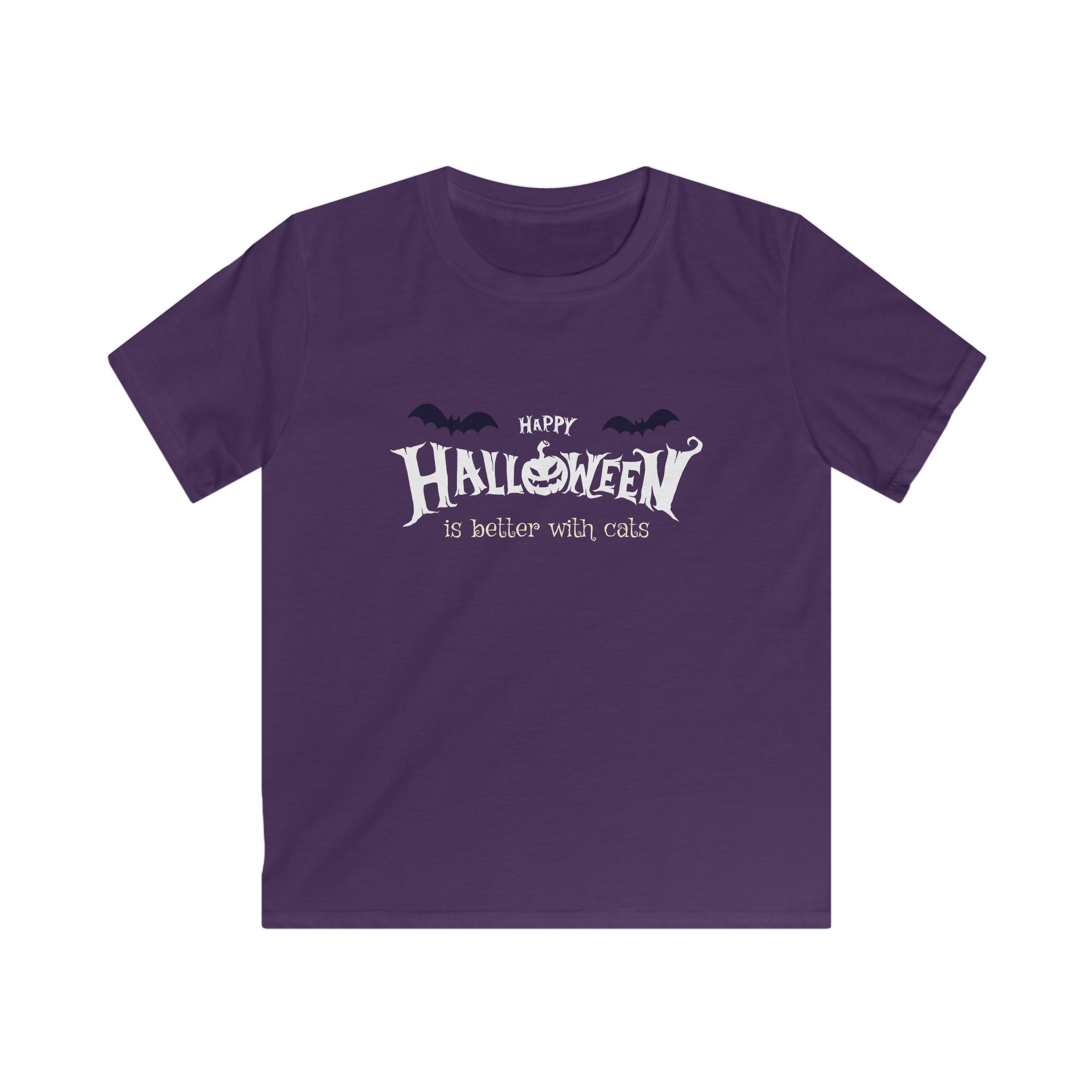 Halloween with Witch's Cats | Kids Softstyle Tee