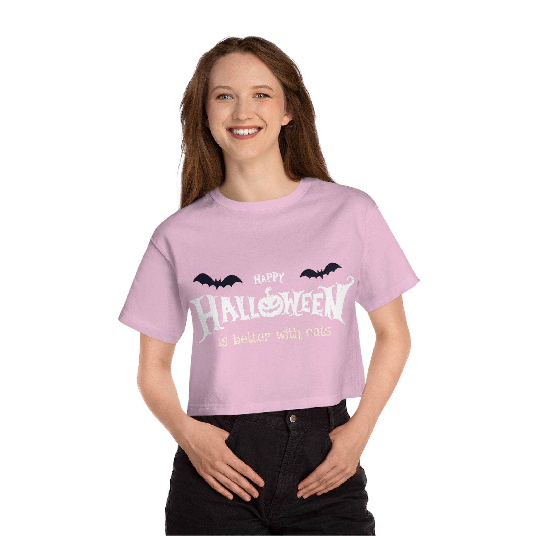 Halloween with Witch's Cats | Champion Women's Heritage Cropped T-Shirt