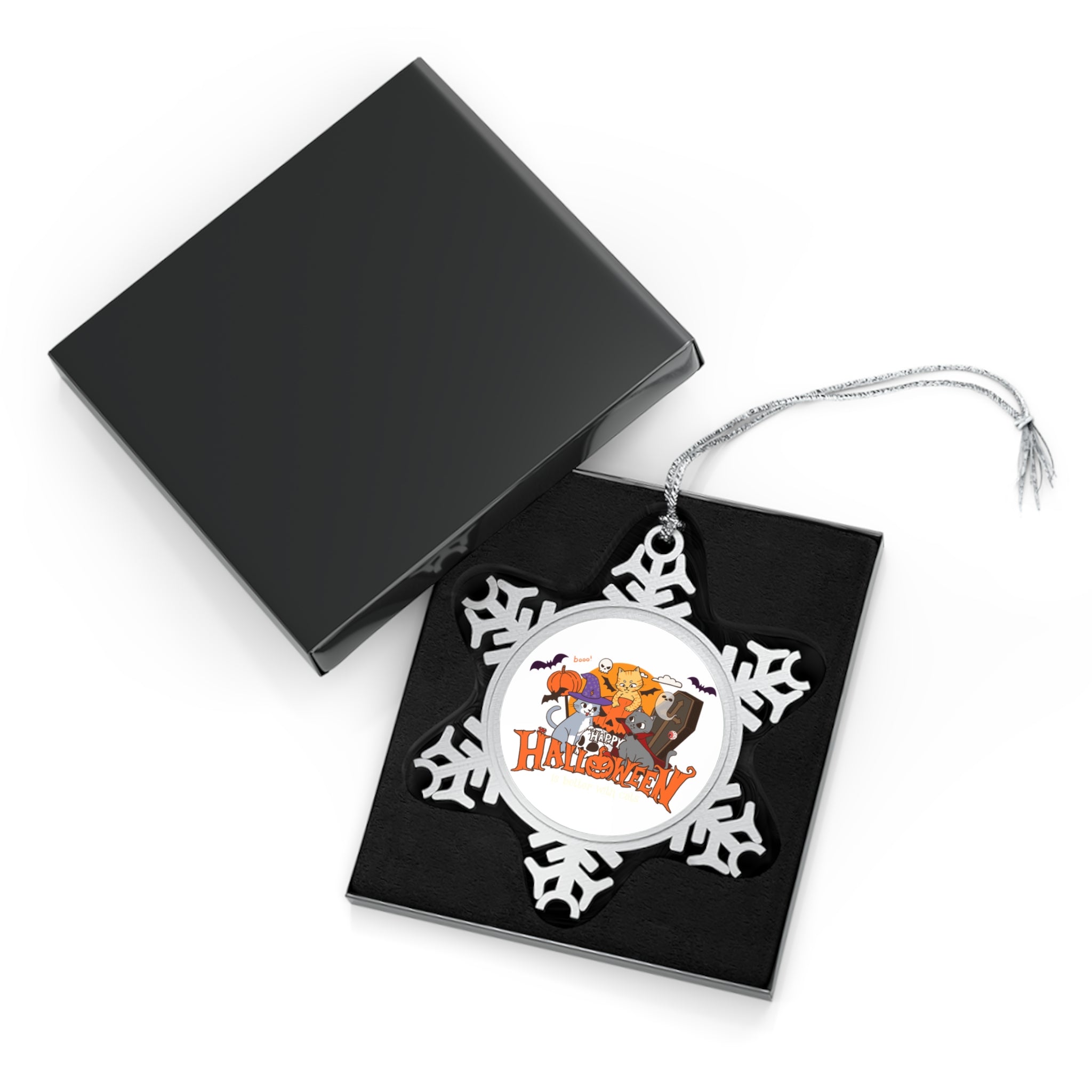 Halloween is Better with Cats | Pewter Snowflake Ornament