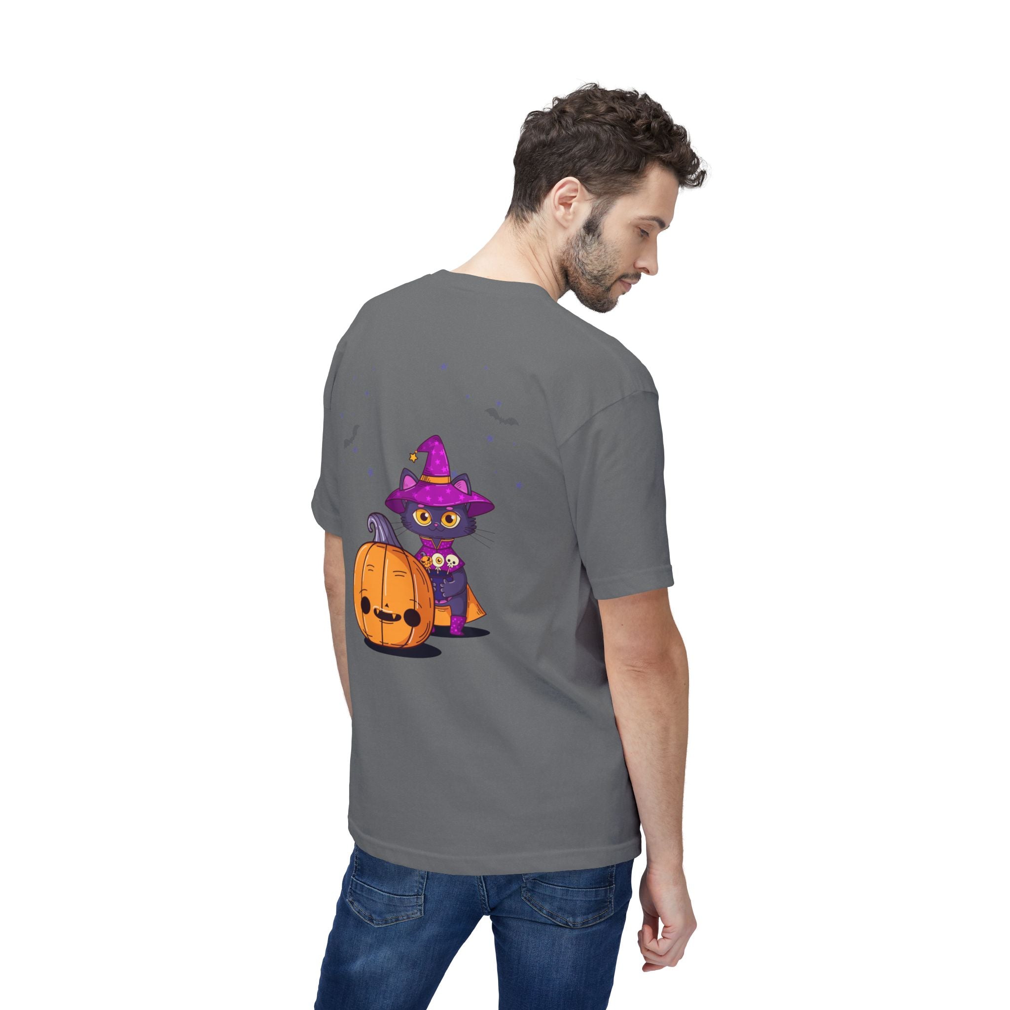 Halloween with Witch's Cats | Unisex Midweight T-shirt, Made in US