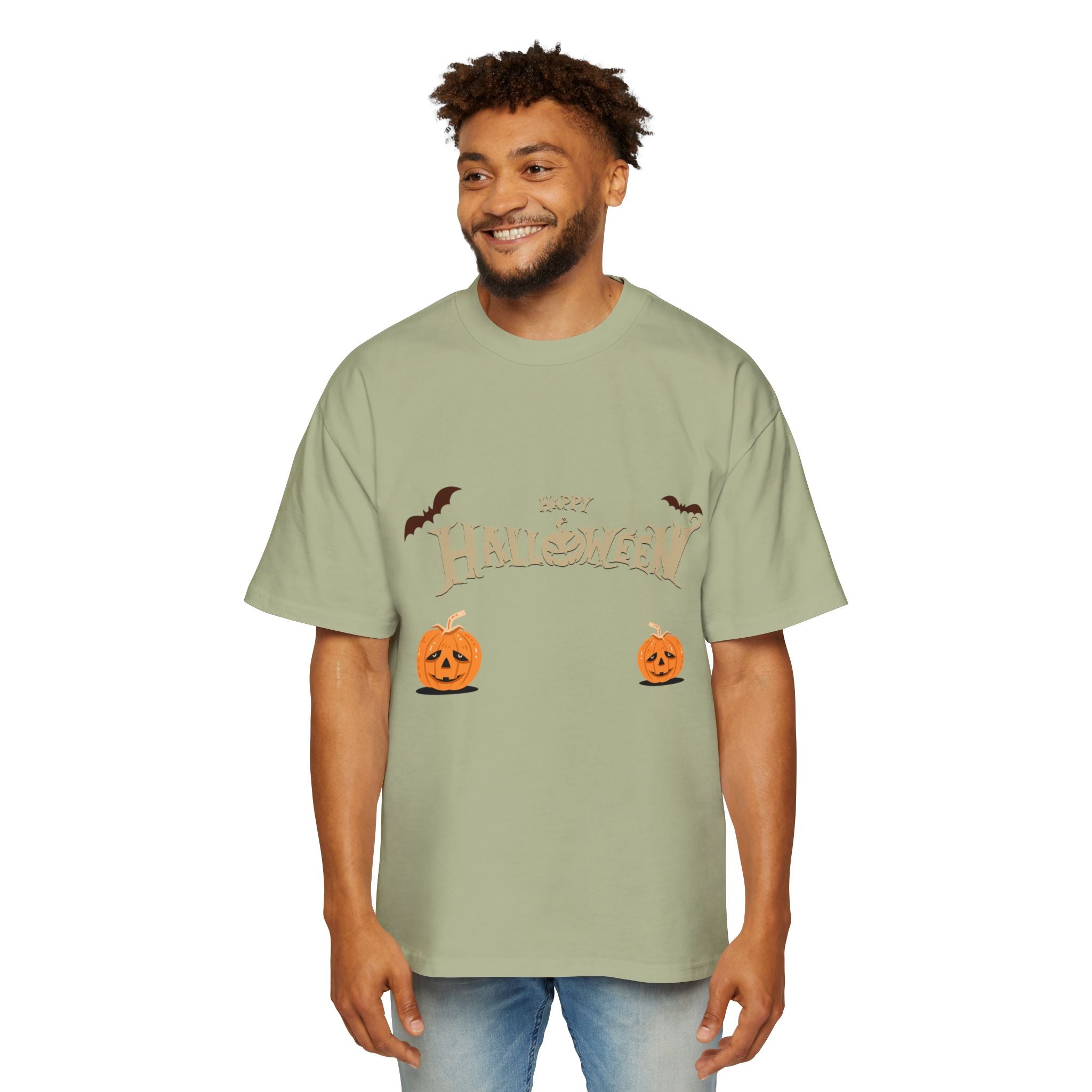 Halloween with Pumpkins | Men's Heavy Oversized Tee