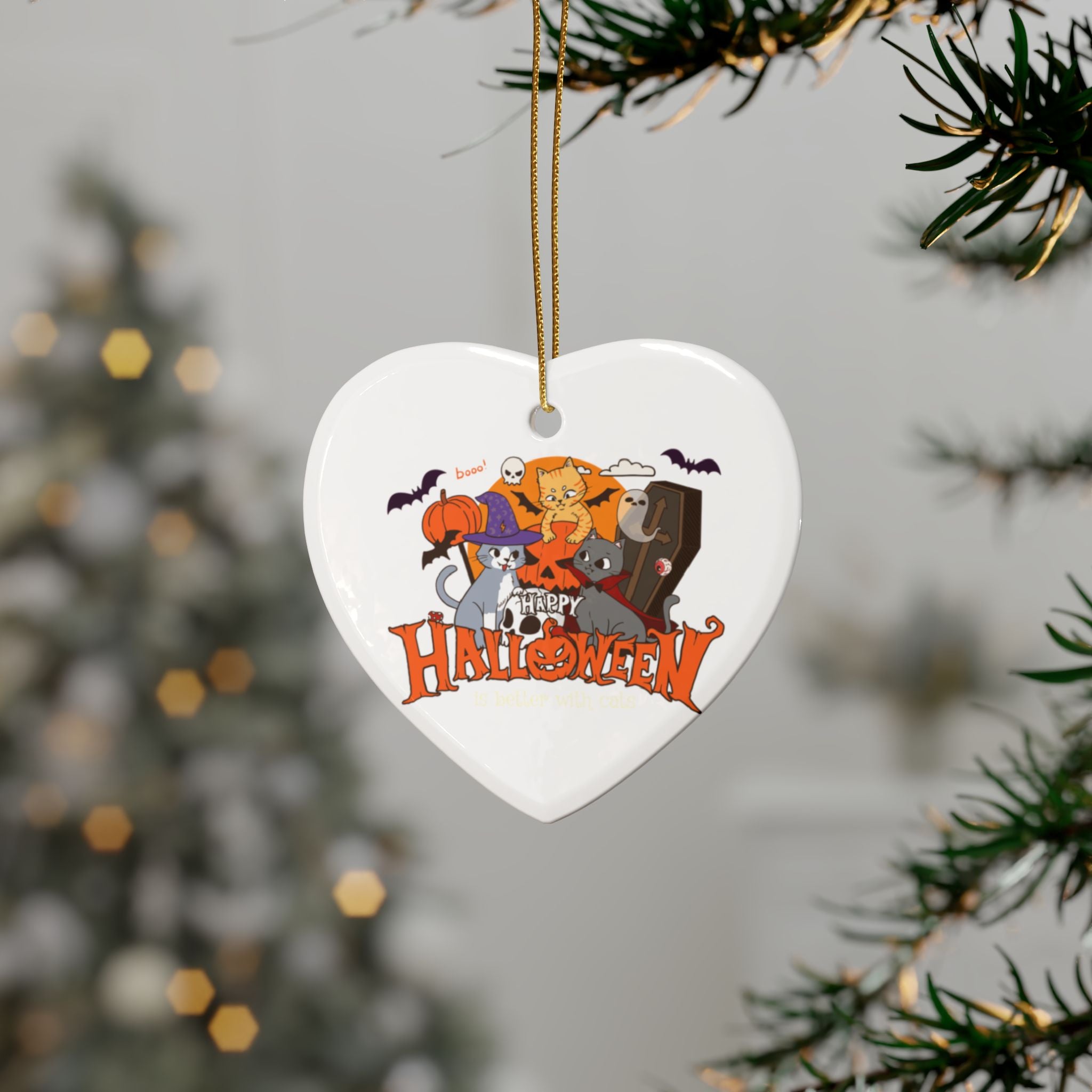 Halloween is Better with Cats | Ceramic Ornaments