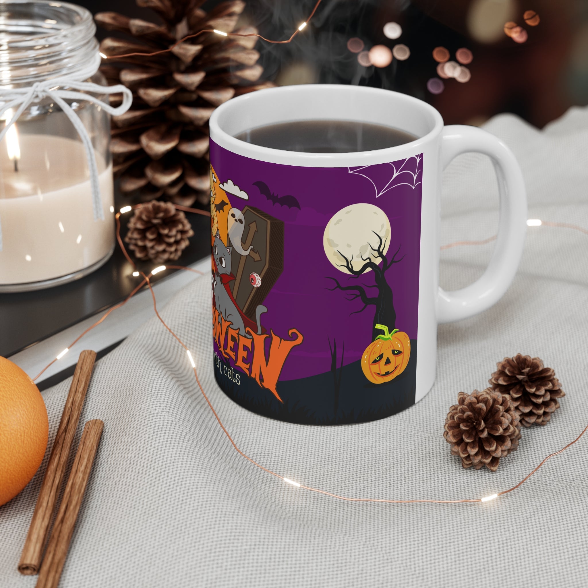 Happy Halloween is Better with Cats | White Ceramic Mug