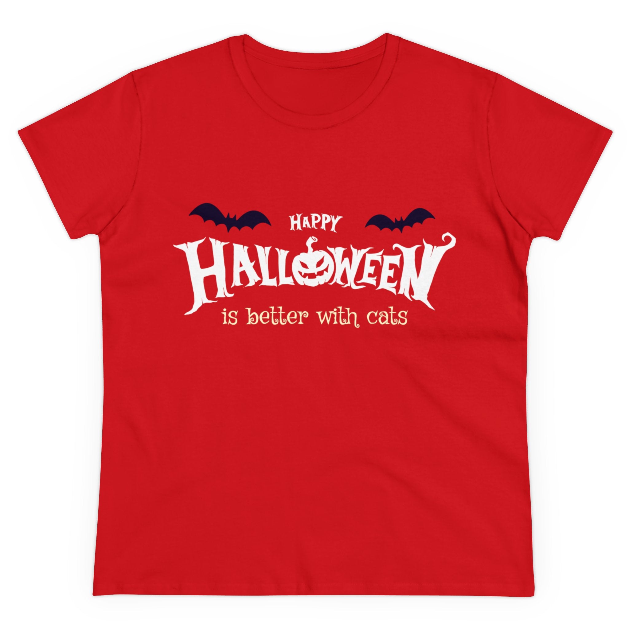 Halloween with Witch's Cats | Women's Midweight Cotton Tee