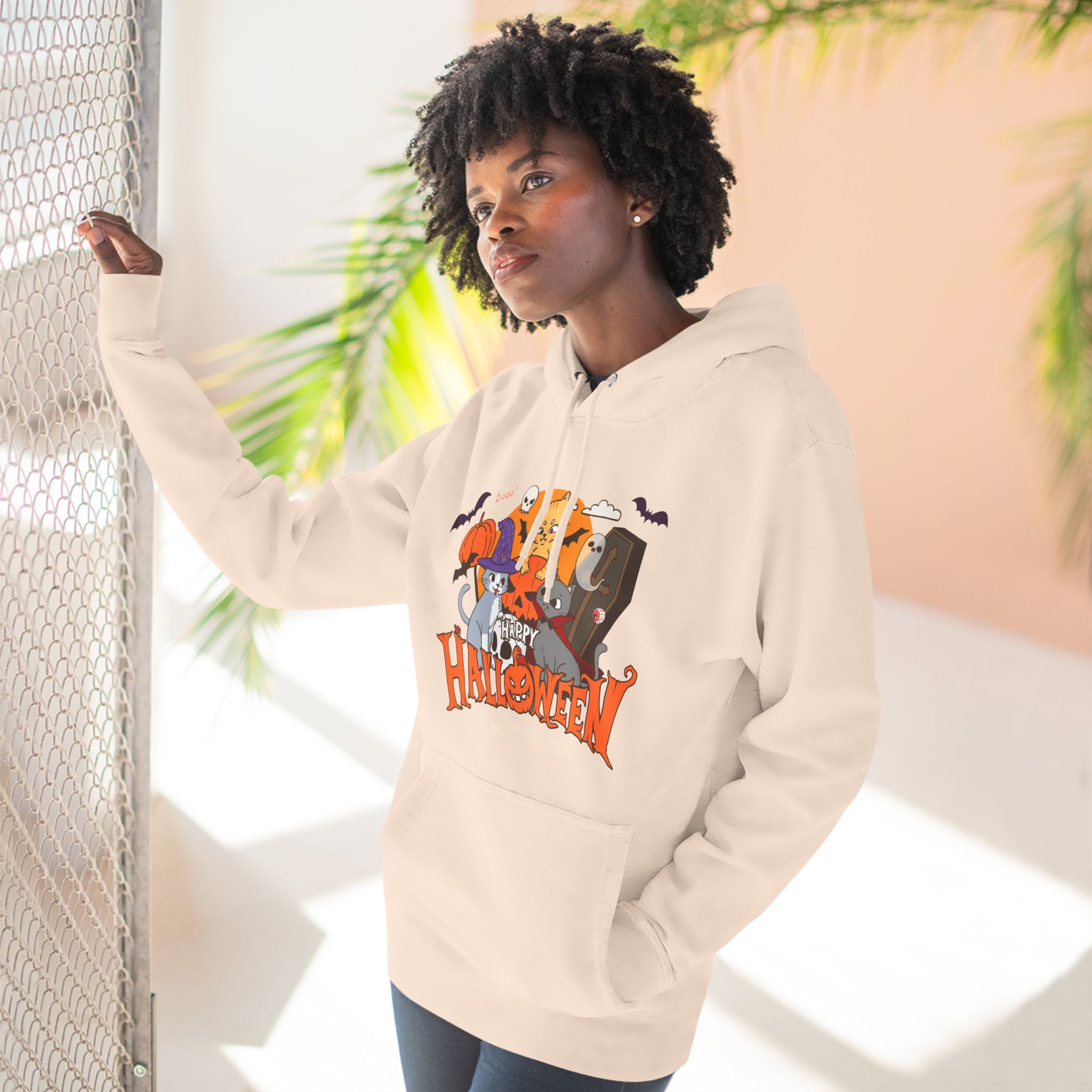 Halloween is Better with Cats | Three-Panel Fleece Hoodie