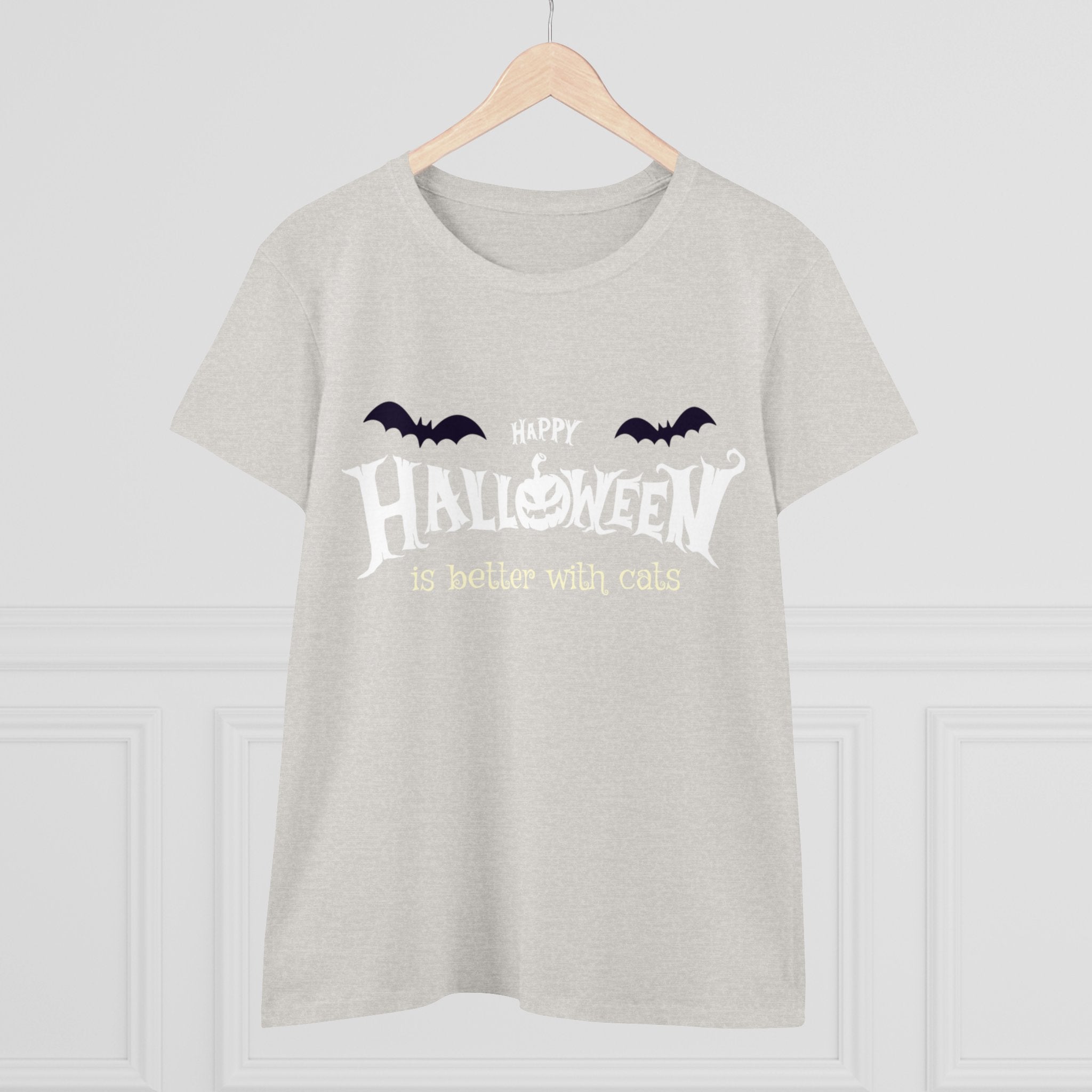 Halloween with Witch's Cats | Women's Midweight Cotton Tee