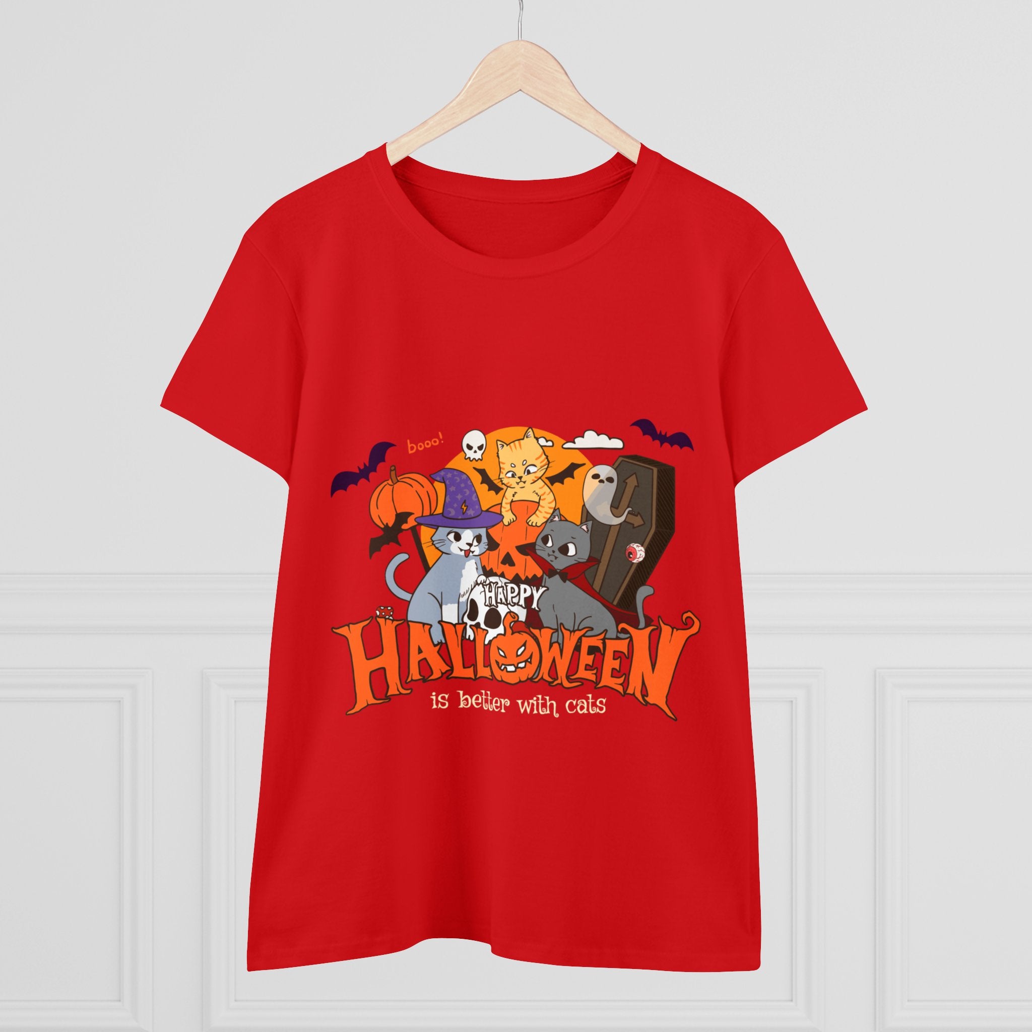 Halloween is Better with Cats | Women's Midweight Cotton Tee