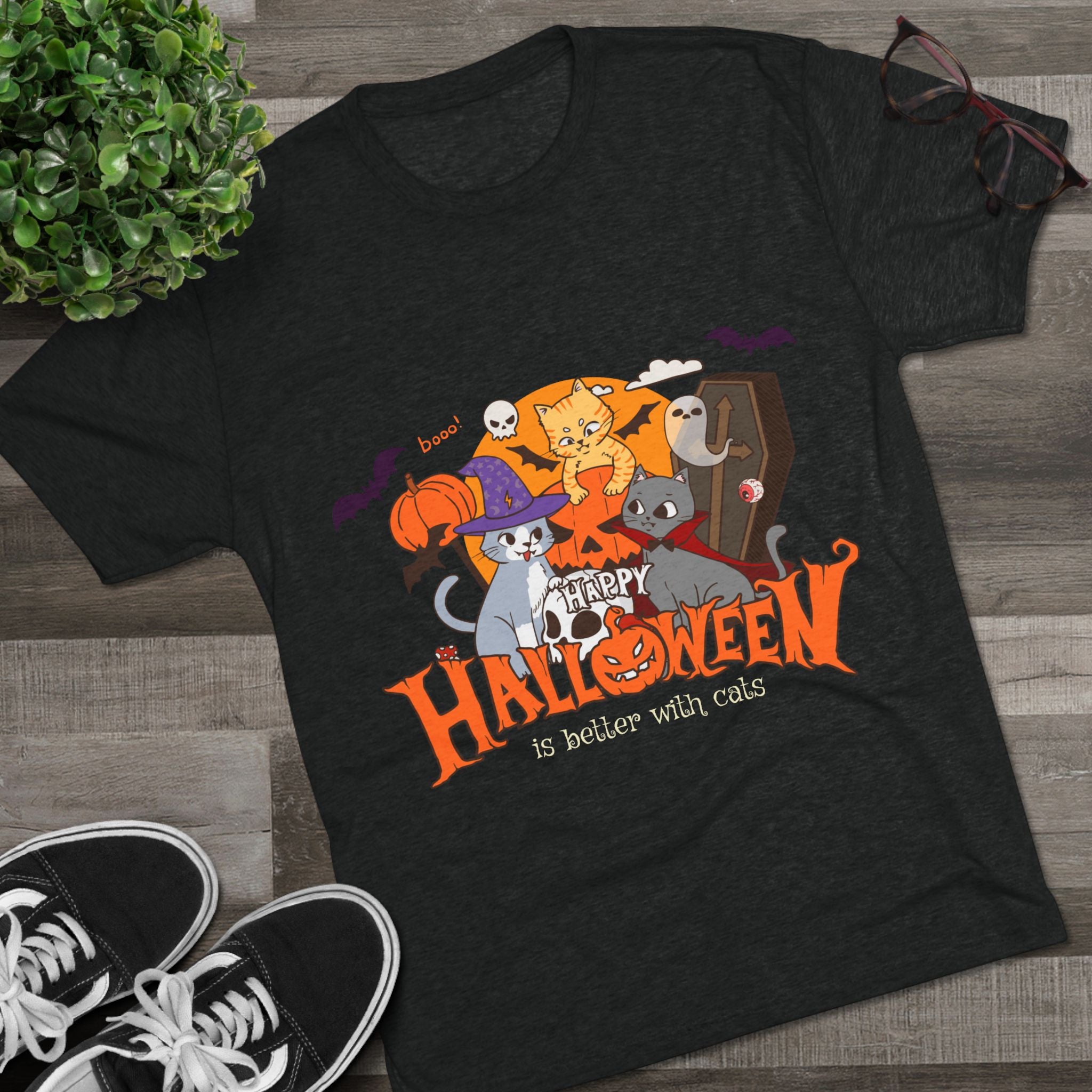 Halloween is Better with Cats | Unisex Tri-Blend Crew Tee