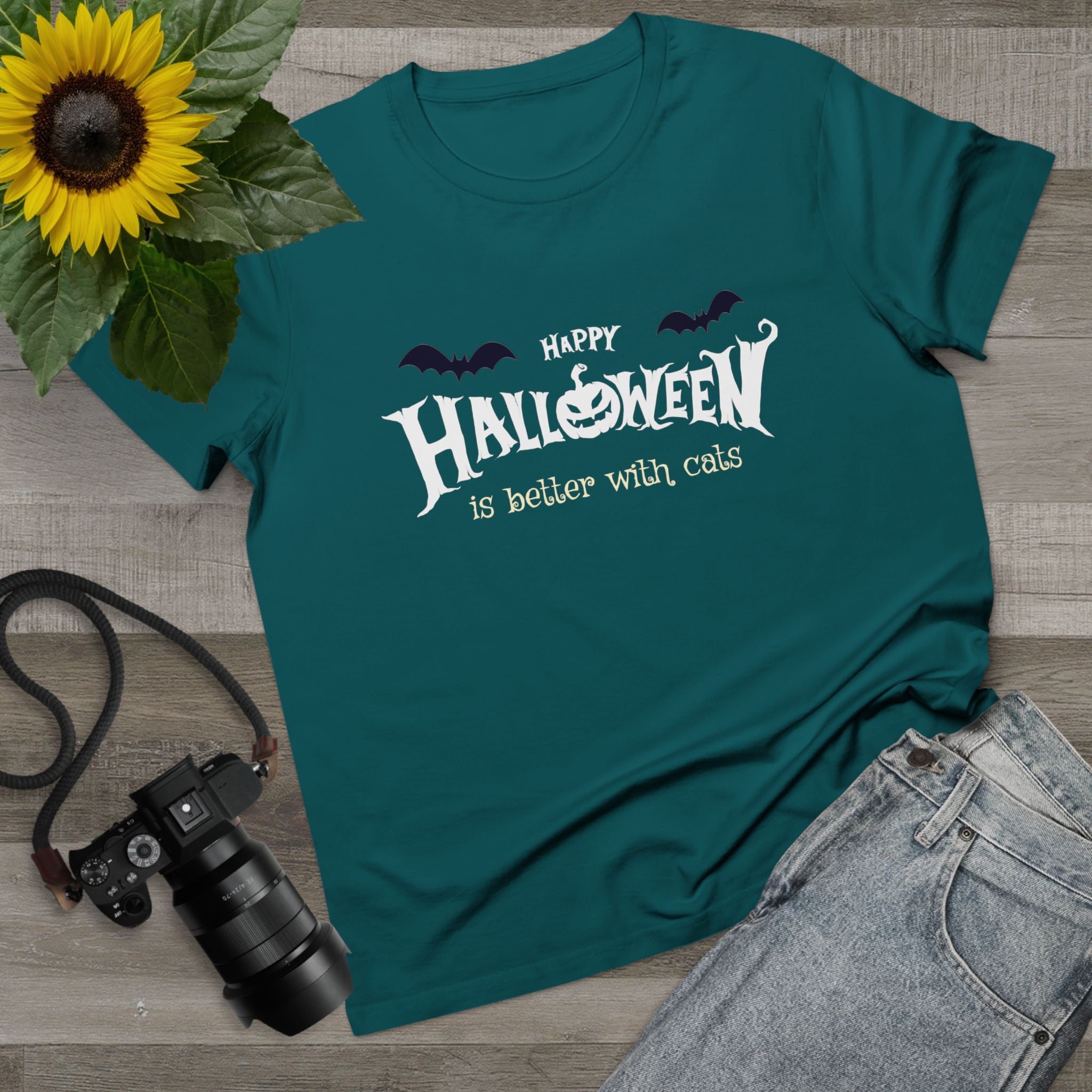 Halloween with Witch's Cats | Women’s Maple Tee