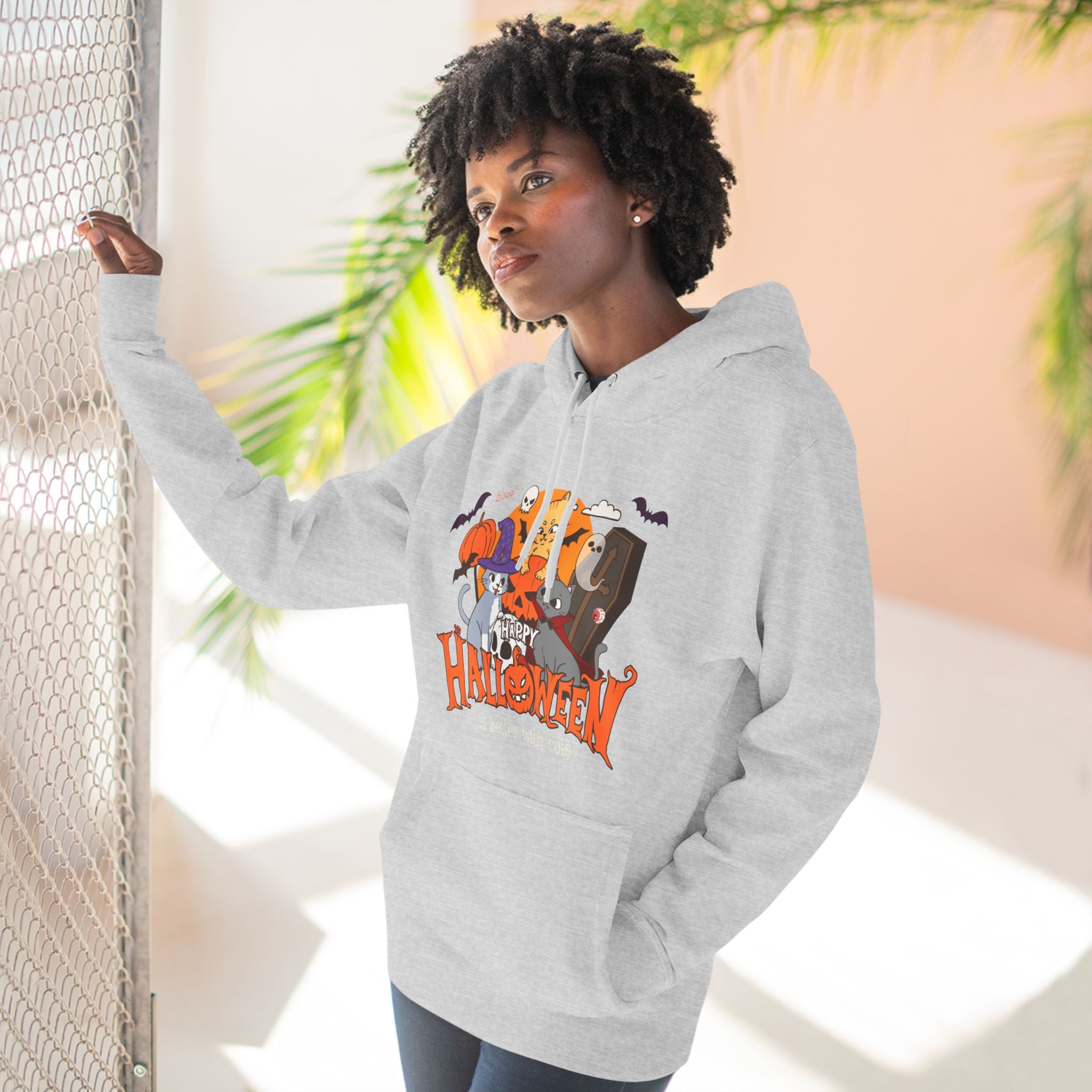 Halloween is Better with Cats | Three-Panel Fleece Hoodie