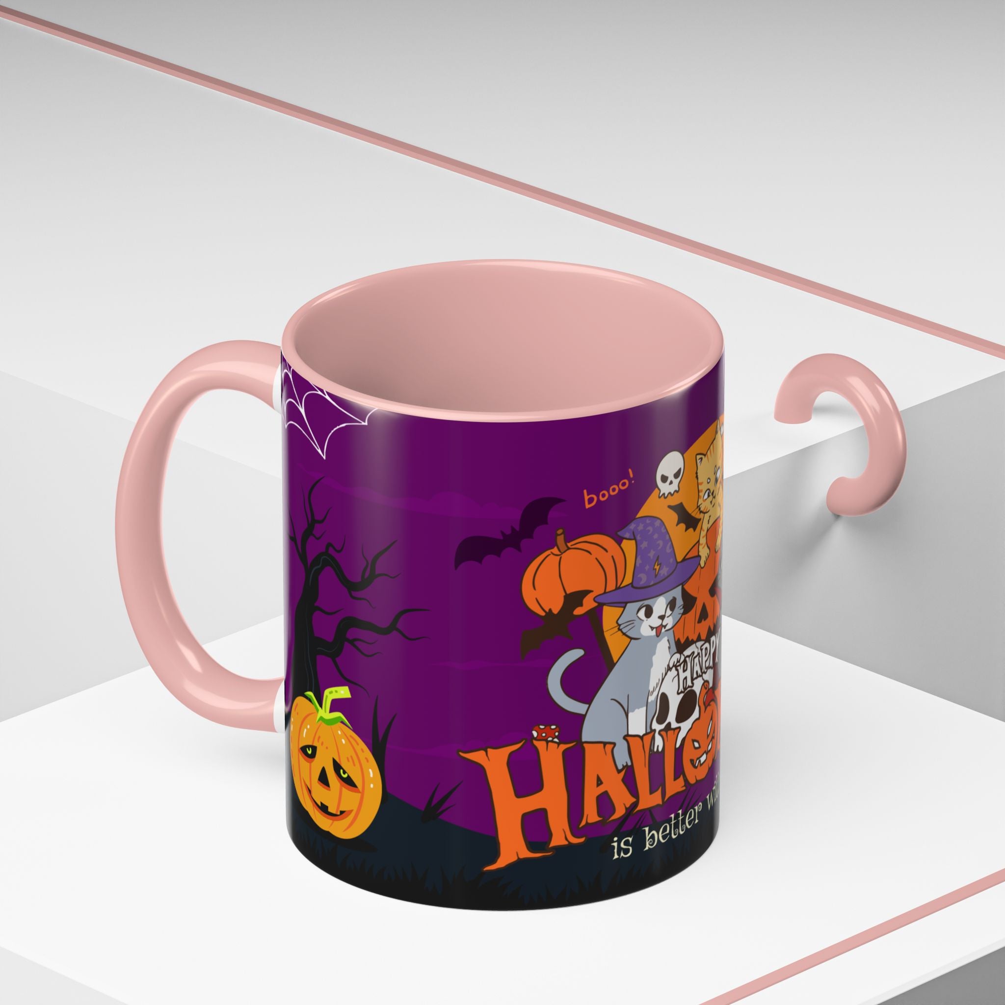 Happpy Halloween is better with Cats | Accent Coffee Mug