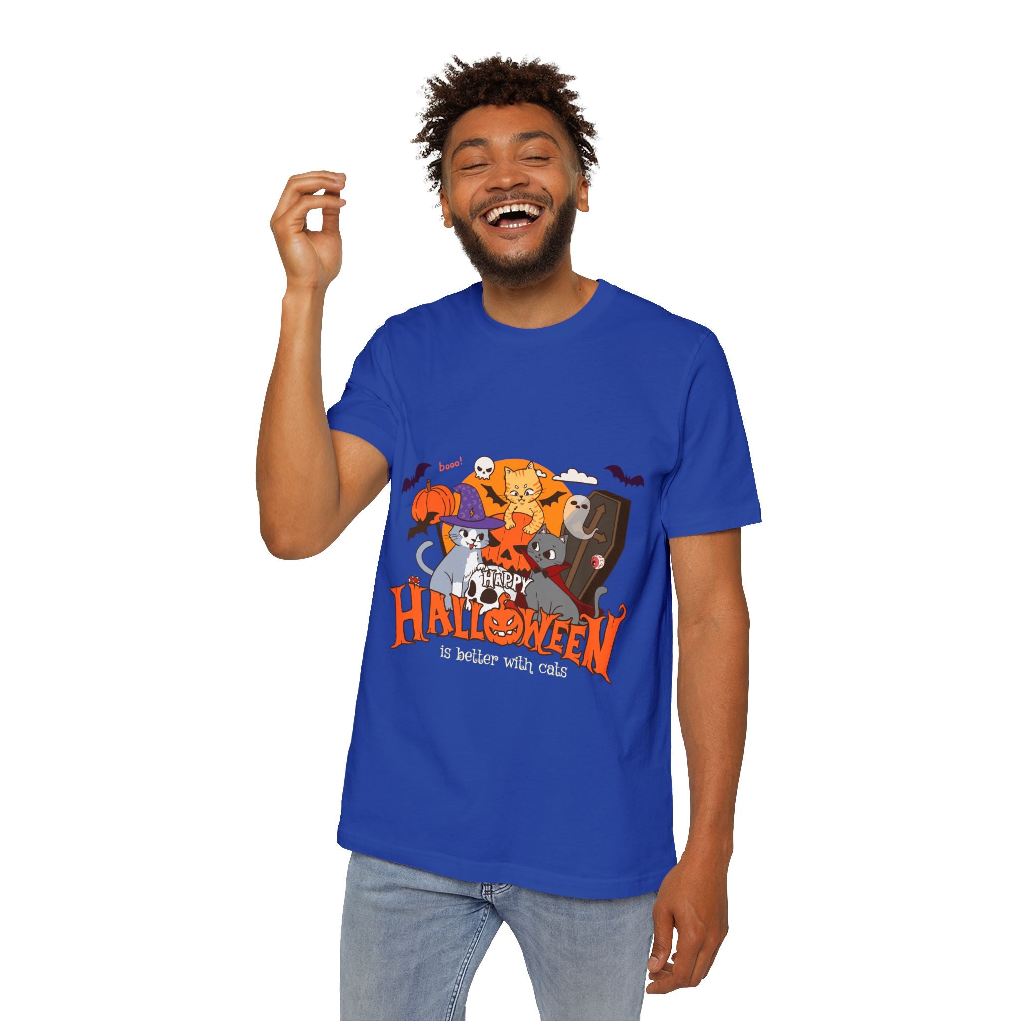 Halloween is Better with Cats | USA-Made Unisex Short-Sleeve Jersey T-Shirt