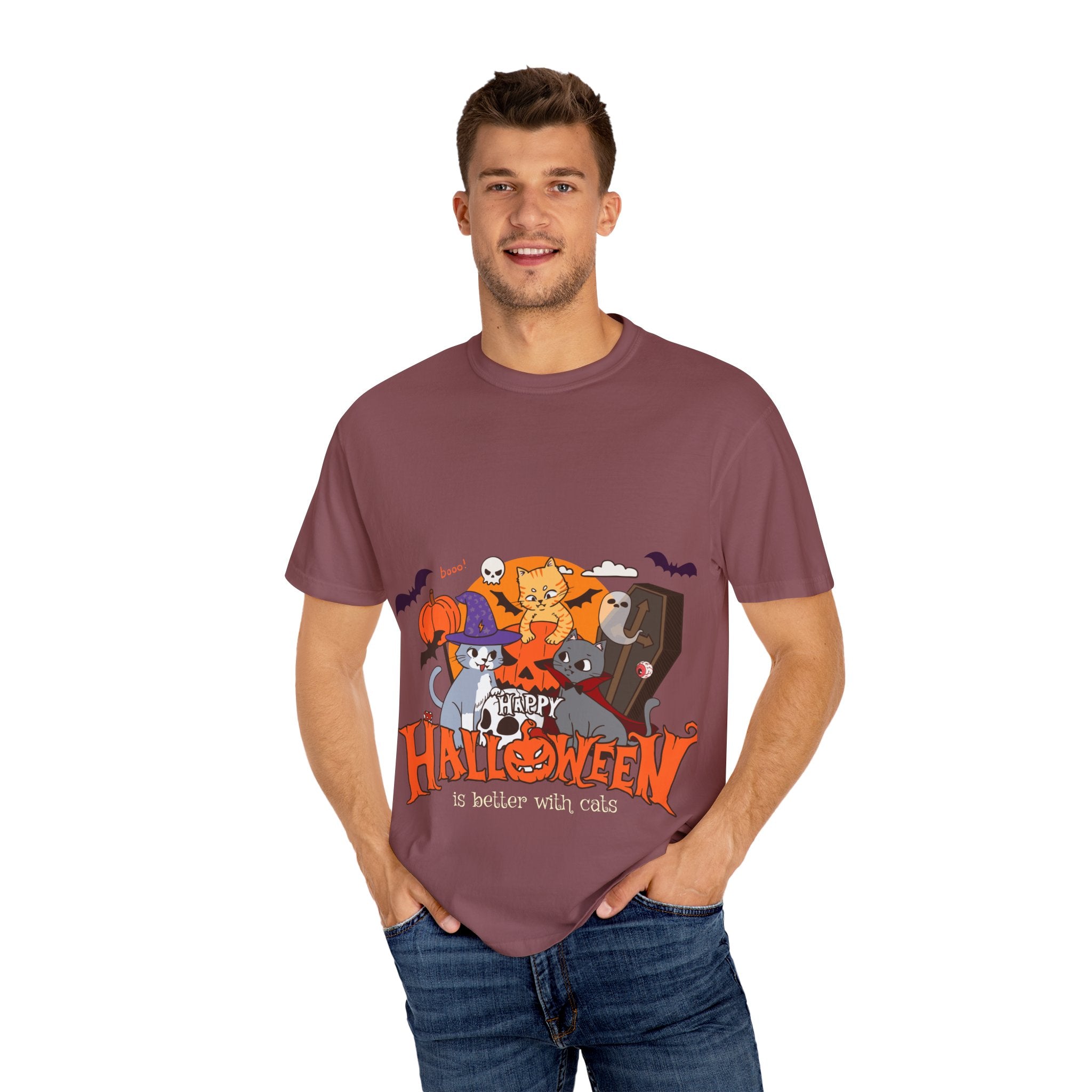 Halloween is Better with Cats | Unisex Garment-Dyed T-shirt